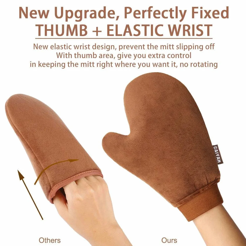 GAIYAH Applicatore Guanto Autoabbronzante - Aggiornamento Guanto da Abbronzatura Senza Sole, Self Tanning Mitt, Applicatore Abbronzatura, Autoabbronzante Guanti, Con Guanto Esfoliante e Face Mitt
