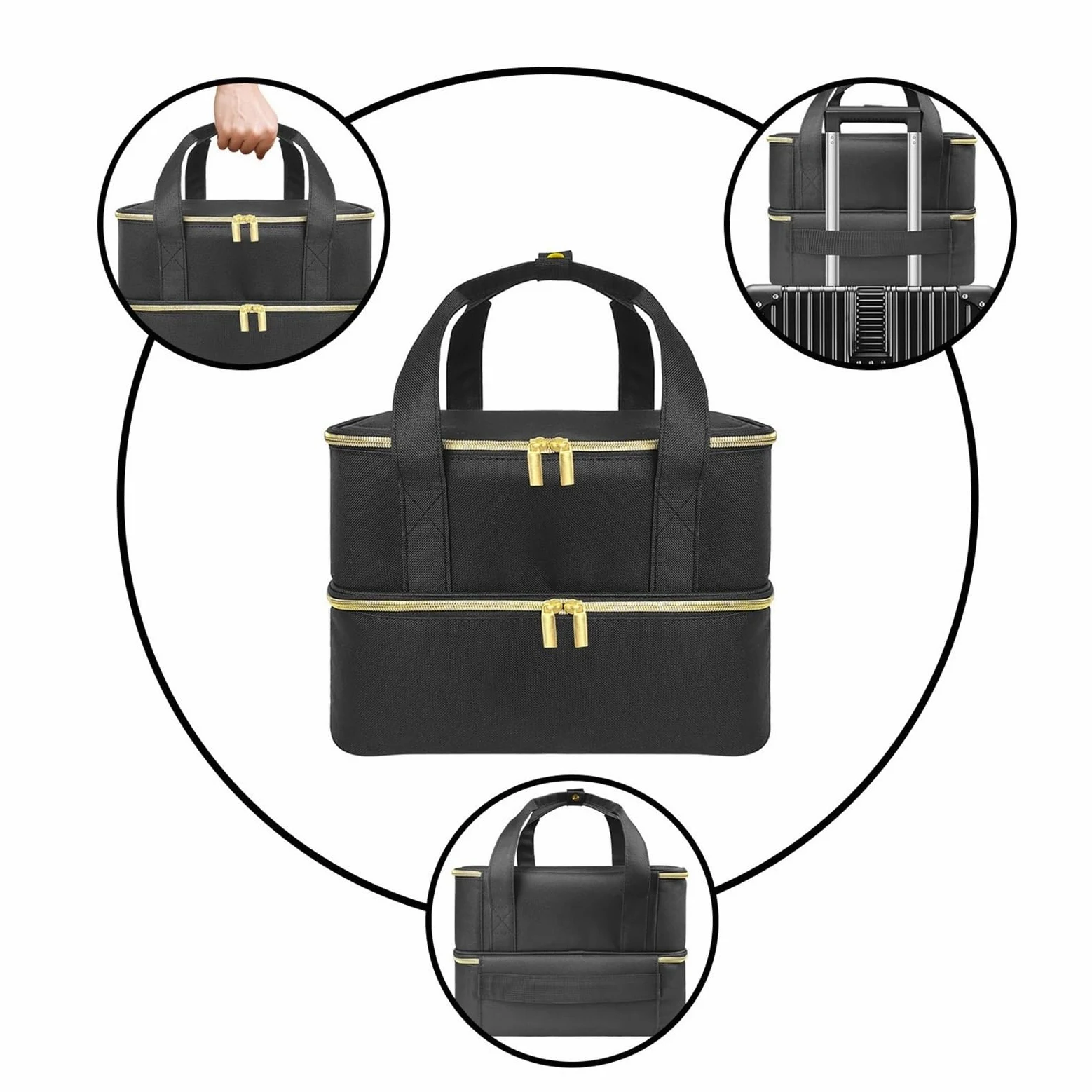 Porta Smalti Valigetta Unghie Borsa Portaoggetti For Smalto A 2 Strati Con Tasca Superiore For Nail Art Borsa Viaggio