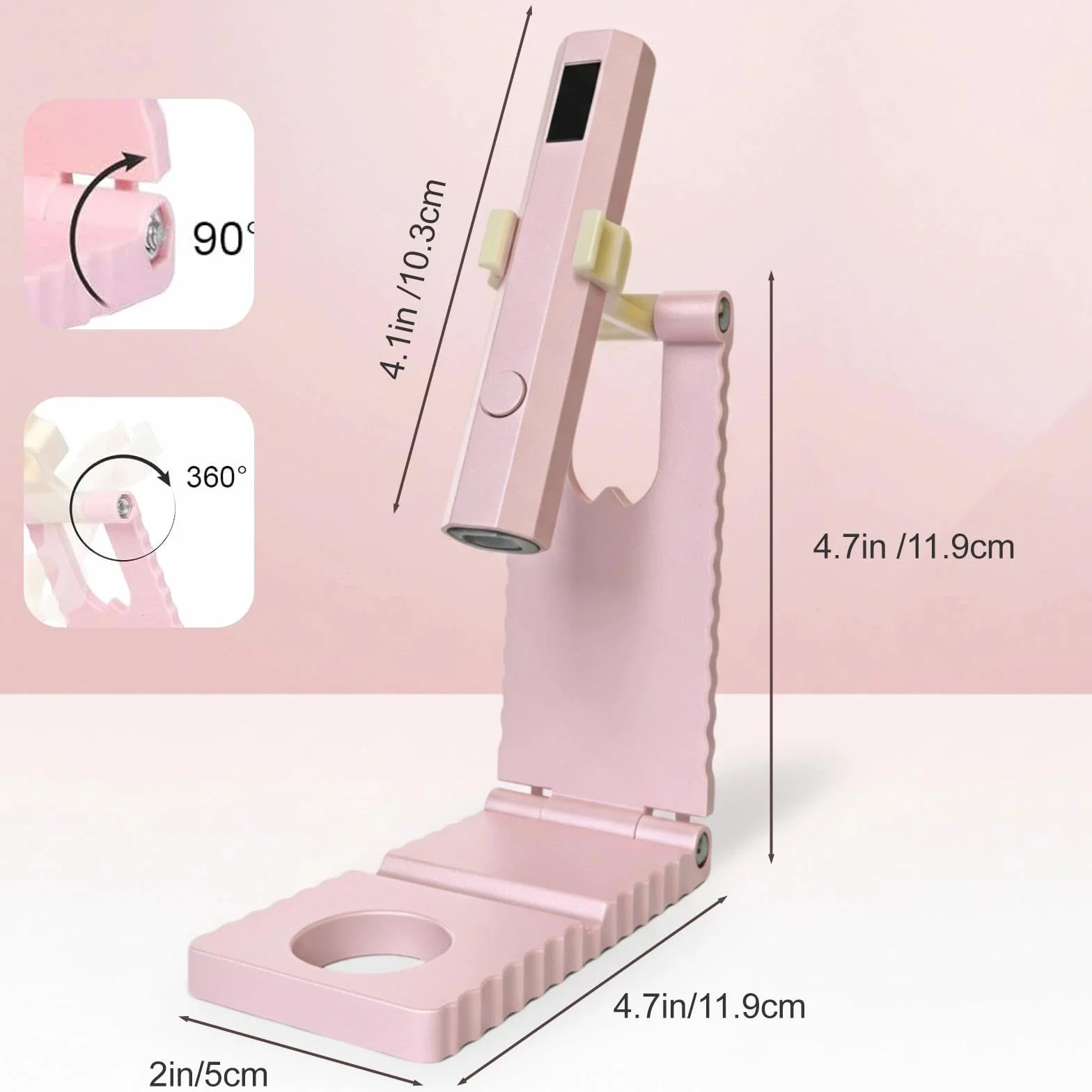 Lampada UV Portatile per Unghie 3W LED Senza Fili Asciuga Rapida con Supporto Rosa