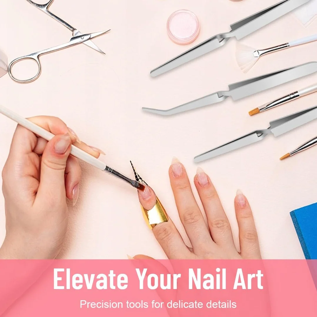 Pinze per Pinzette,3 Pezzi Inzette per Unghie,Pinzette per Ciglia,Pinzettes per Lavori Artigianali,per Gioielli, Nail Art, Elettronica, Riparazioni, Laboratorio