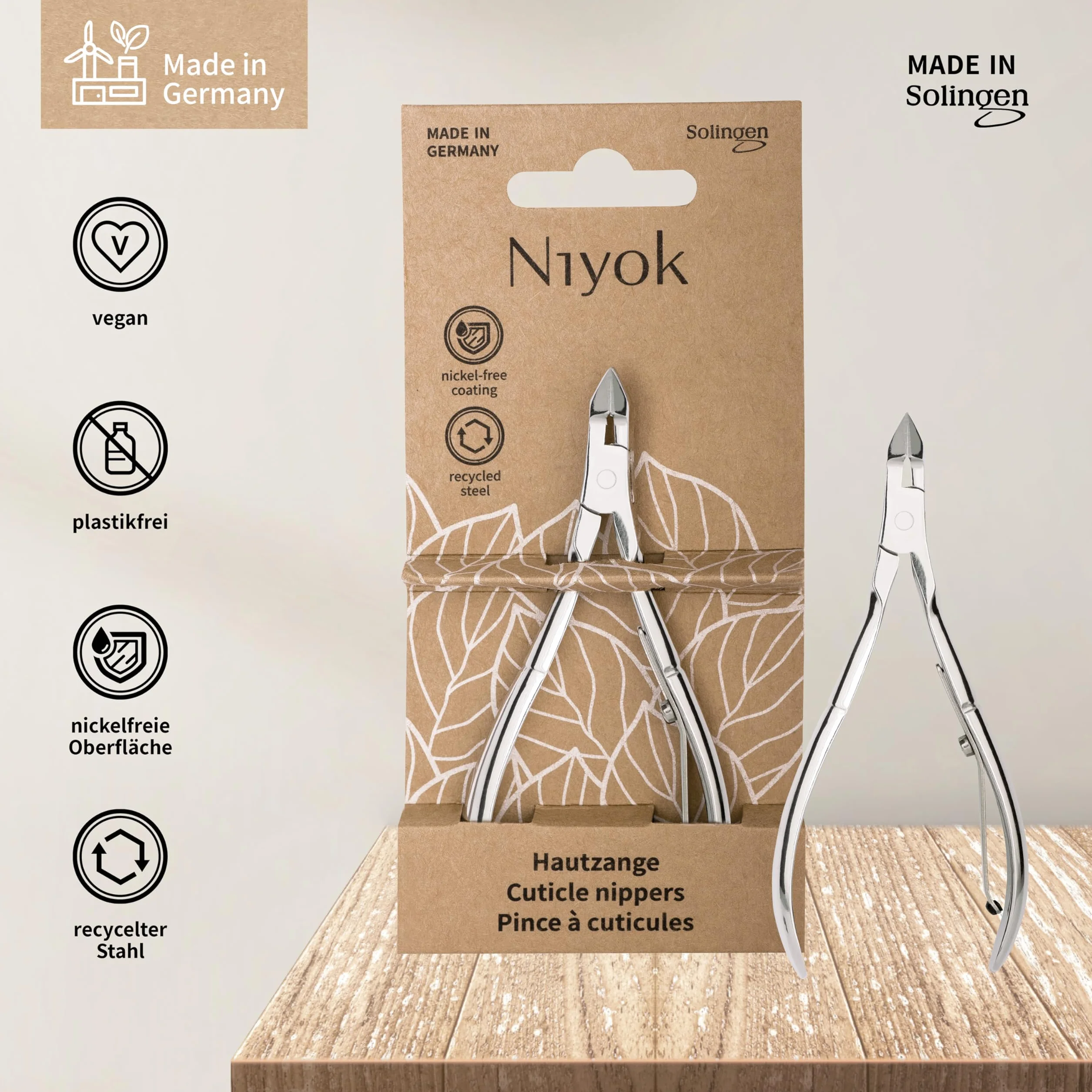 Niyok Solingen - Tagliaunghie fine • Tagliaunghie ad alta precisione per rimuovere le cuticole • Senza nichel • Tagliaunghie con lama affilata • Tagliacuticole • Made in Germany