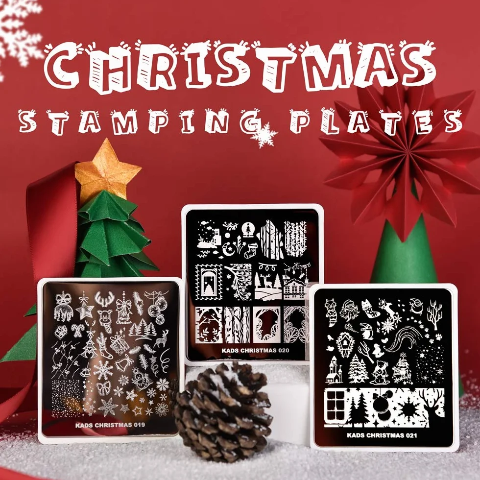 Piastra per stamping unghie, motivo: Natale, Halloween, template per manicure, strumento di stamping per nail art (Natale 019)