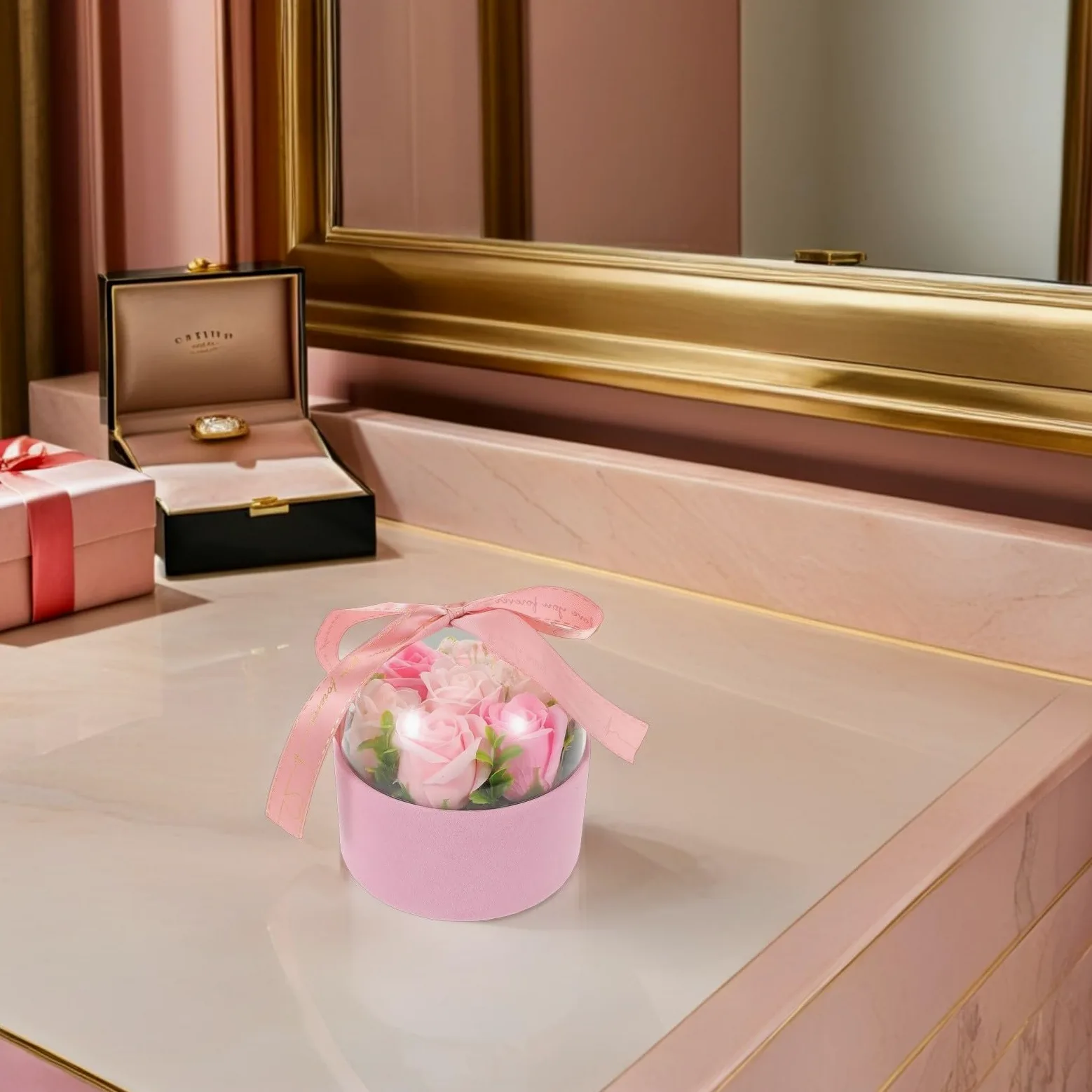 Toyvian 4 Pezzi Rose di Sapone in Scatola Rosa, Regalo Romantico per Donna | Profumo Delicato, Freschezza Duratura, Stile Elegante e Creativo, per Compleanni, San Valentino e Festa della Mamma