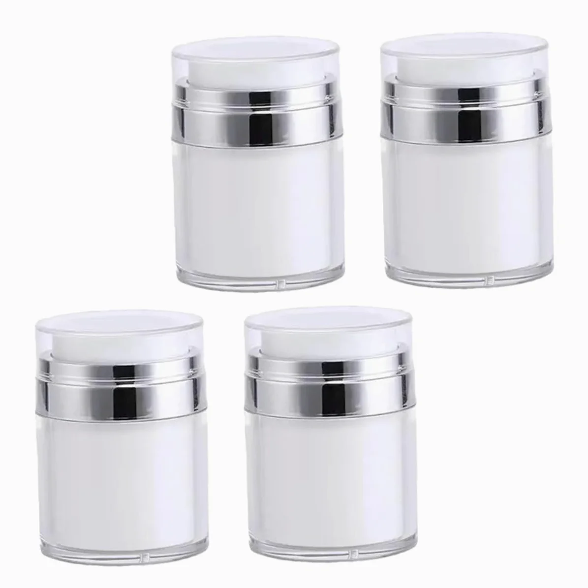 Barattolo Pompa Airless 30Ml Set 4 Contenitori Cosmetici Ricaricabili per Lozioni e Creme per Viaggi e