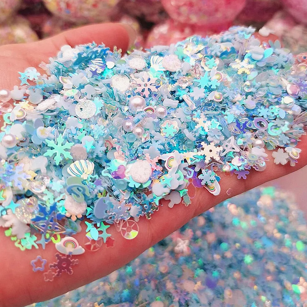 Luminoso Glitter Per Unghie Paillettes Argilla Polimerica Fiore Misto Gillter Paillettes Fiocco Fluorescente Glow In The Nail Art Manicure Decor-rosso,500gram