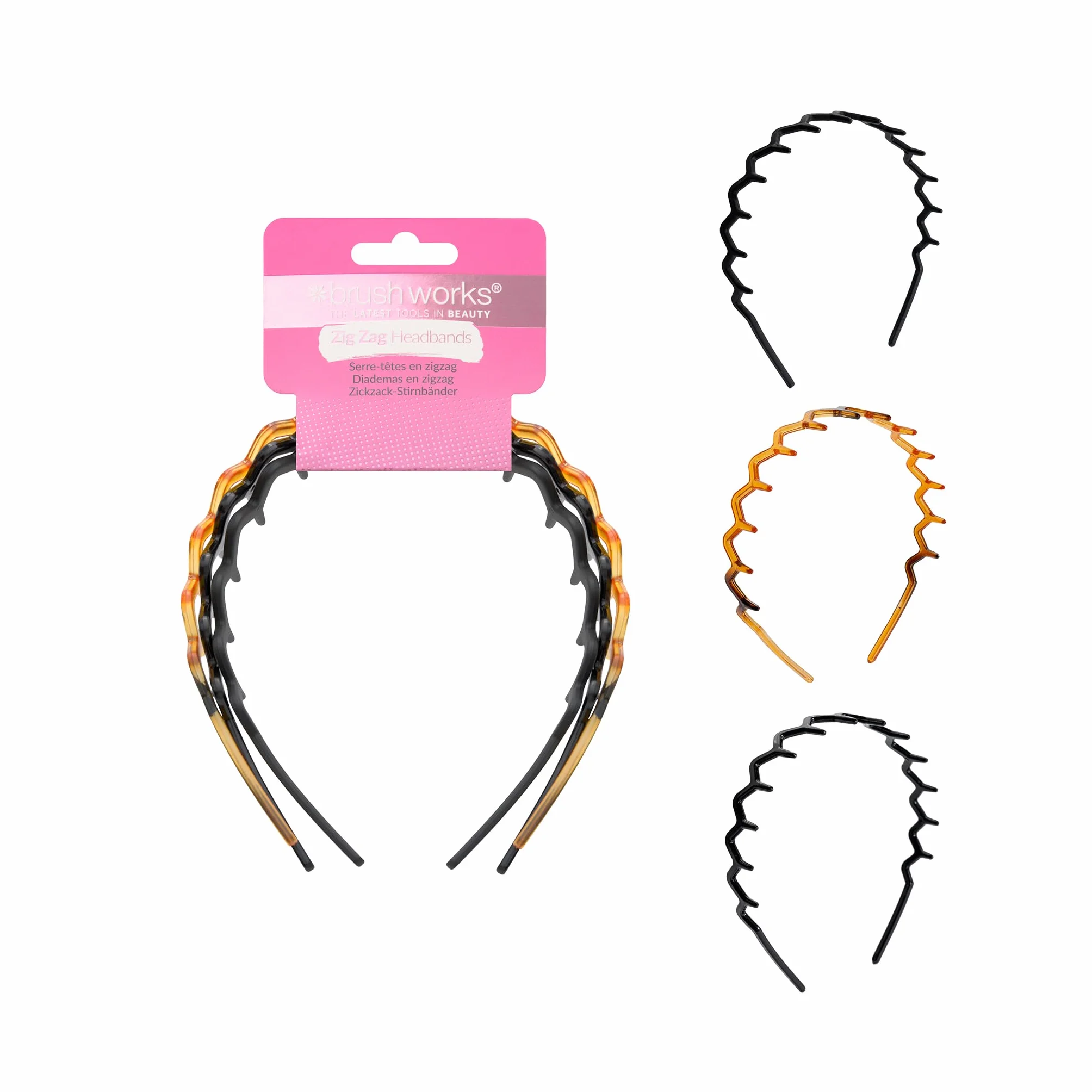 Brushworks Zig Zag Headband - 3 Pack