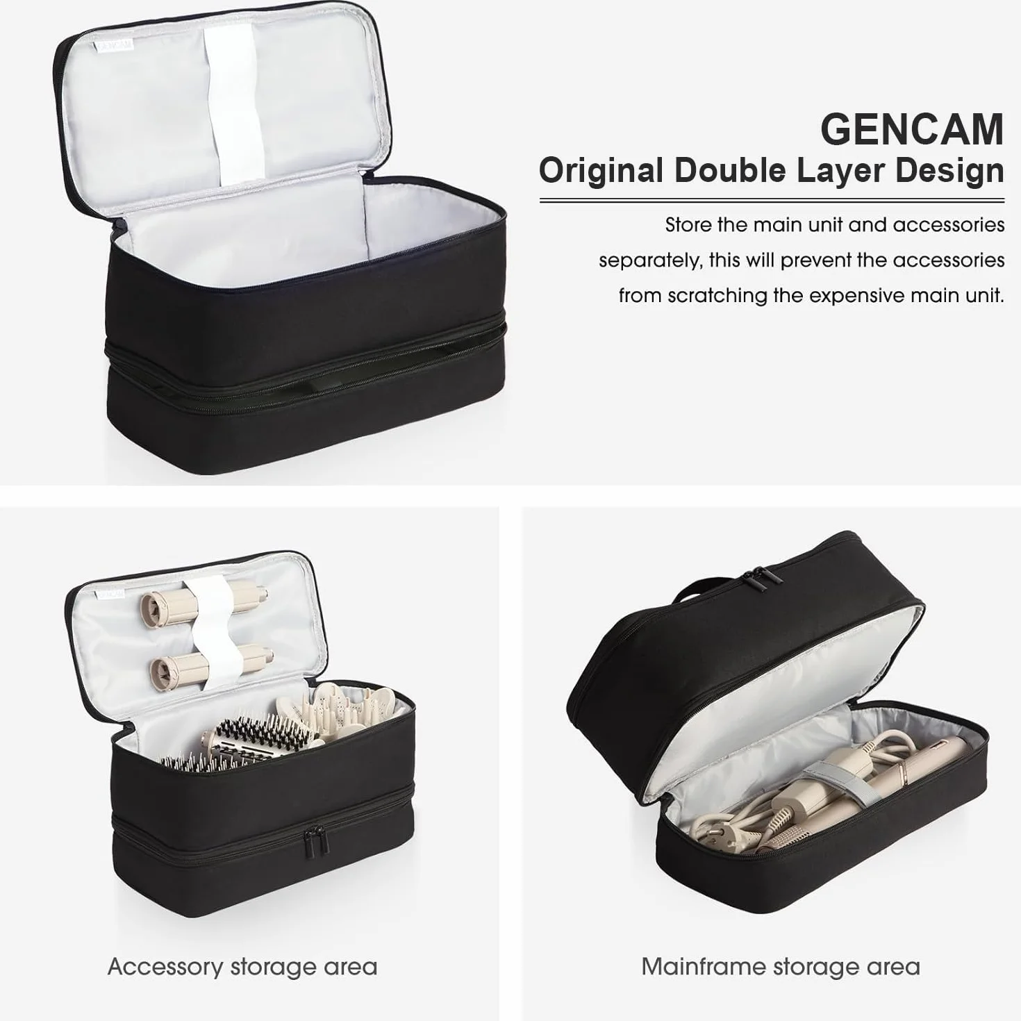 Custodia a doppio strato per Shark Flexstyle, borsa organizer portatile per Shark Flexstyle/Dyson Airwrap Styler e accessori, nero