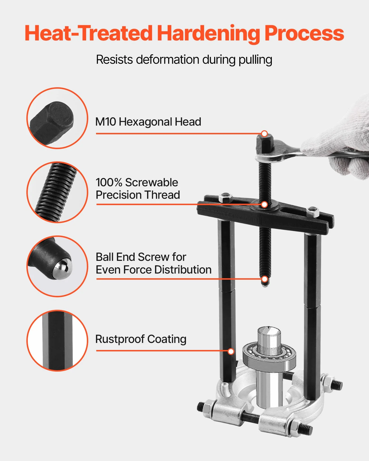 VEVOR Kit Estrazione Cuscinetti Separatore 14 Pezzi 5 Tonnellate Rimozione Cuscinetti a Pignone