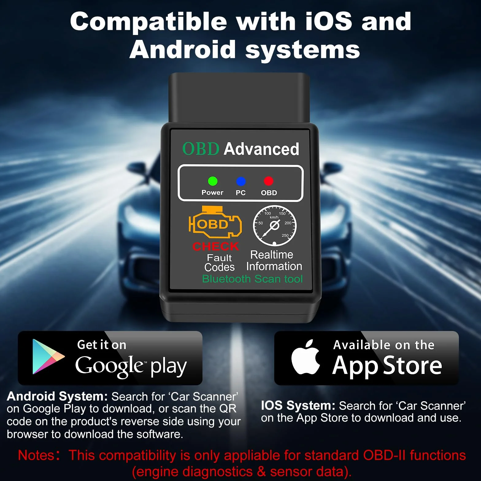 OBD2 Auto Diagnostica Bluetooth Scanner per Guasti Veicolo iOS Android Windows
