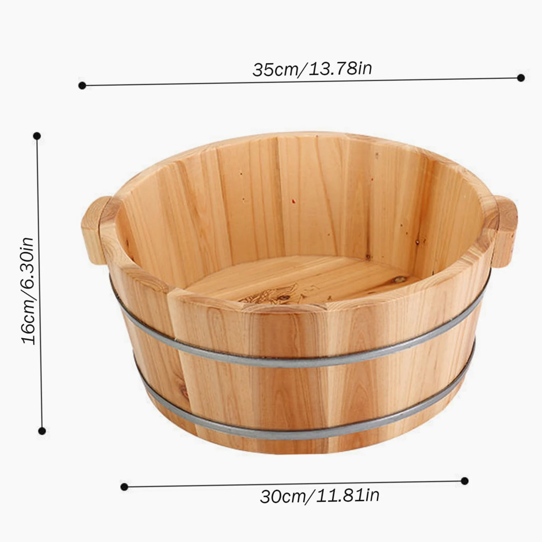 Ciotola per pedicure Vasca per piedi in legno 14, 2x6, 3 | Legno naturale liscio, ottimo per la cura dei piedi, ideale per sessioni spa a casa