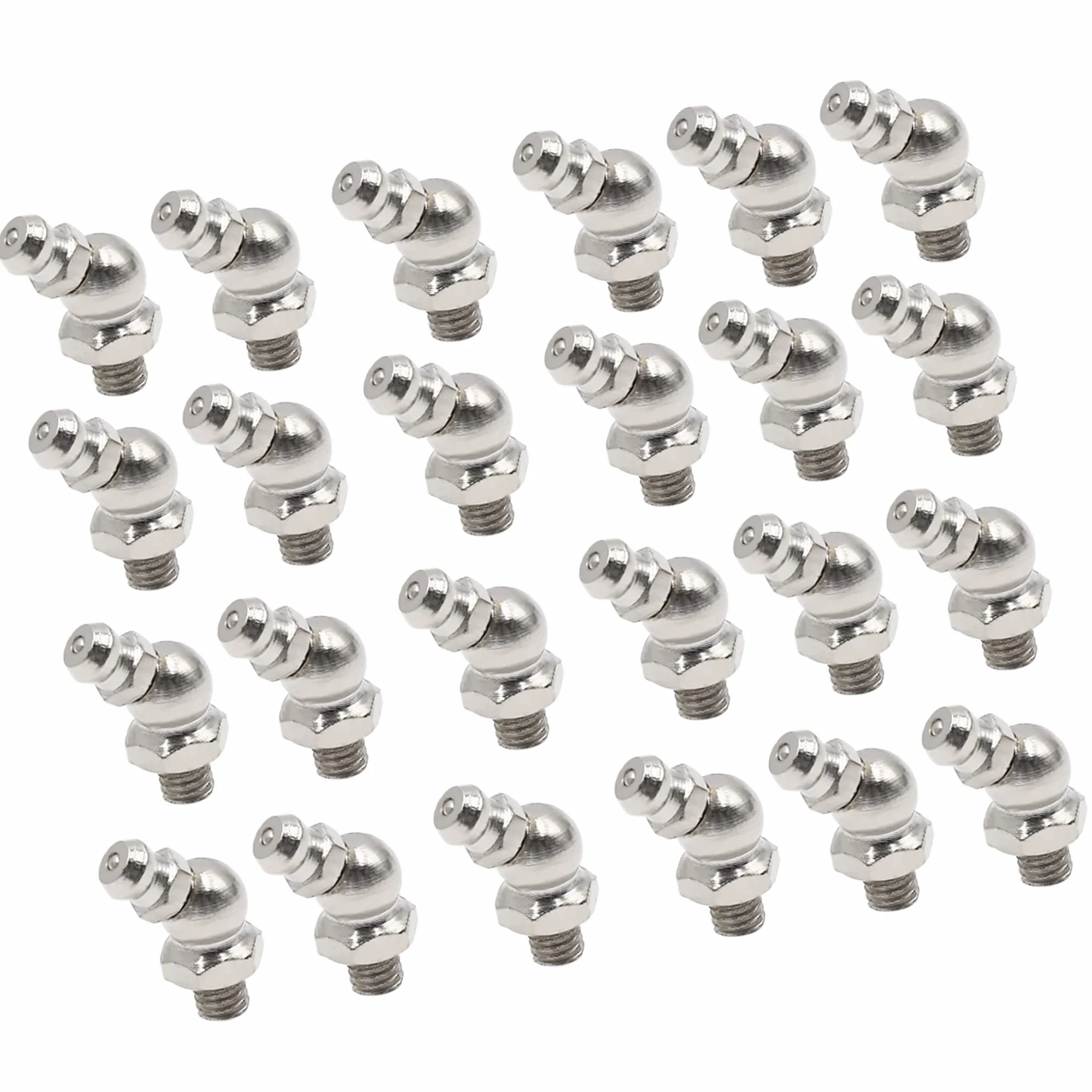 A ABSOPRO Grasso Nipplo Raccordo M6x1 Testina Ingrassatore Nichel Placcato 45 Gradi Angolo (Set di 24)