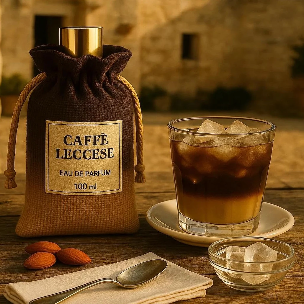 Profumo Caffè Leccese, Fragranza Unisex, Eau de Parfum, 100ML, Aroma Mandorla e Caffe, Made in Italy, Gold Collection, Il Signore dei Profumi, Caffè del Salento e Puglia
