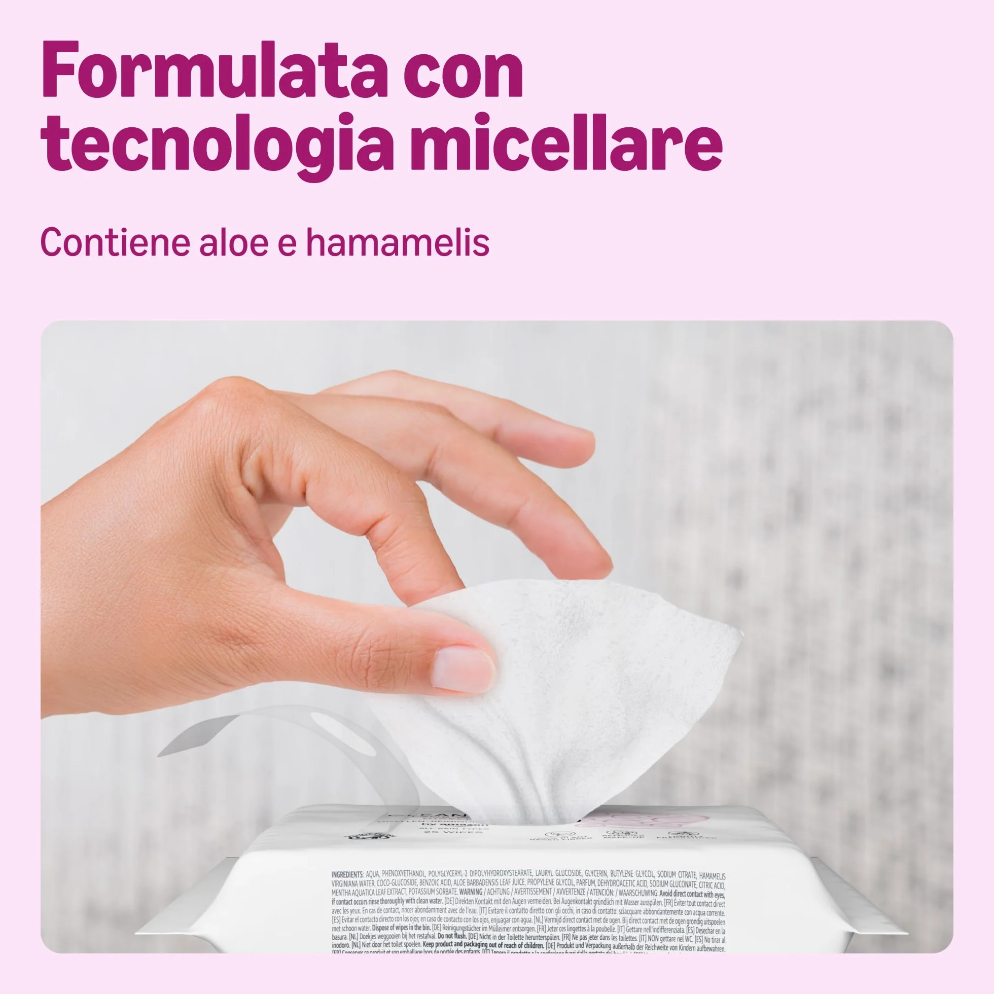 by Amazon Toallitas de limpieza facial con micelar, 25 toallitas | desmaquillantes