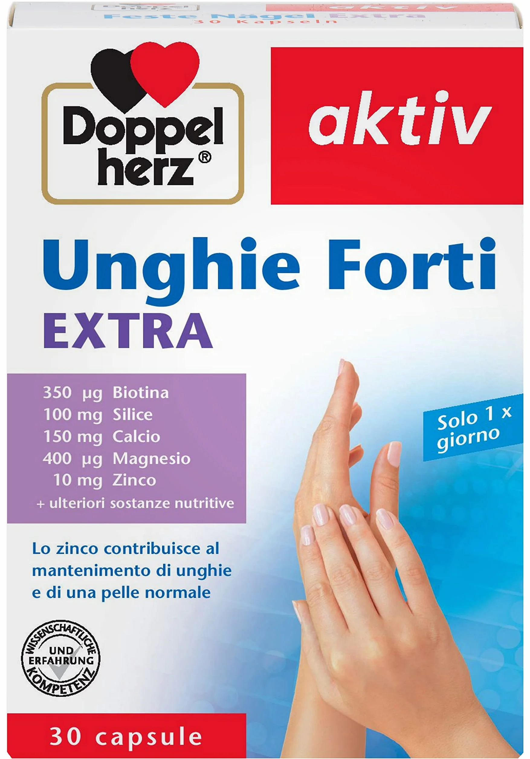 Unghie Forti EXTRA – Integratore per Unghie Fragili con Biotina, Zinco e Selenio – con Silice ed Estratto di Melograno – 30 Capsule – Senza Glutine e Senza Lattosio – 1 al Giorno - Doppelherz