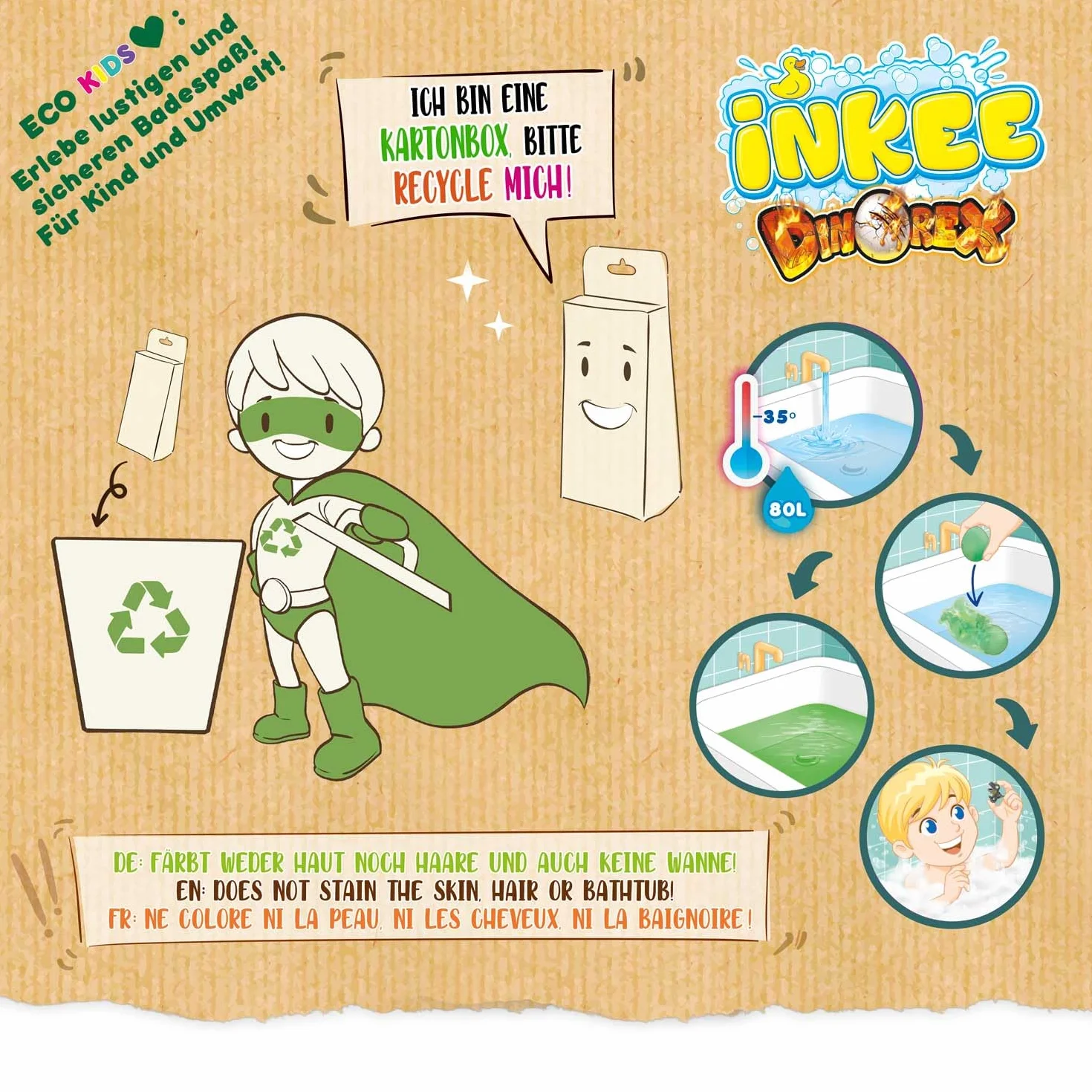 INKEE Scatola con 6 bombe da bagno con sorpresa de Dinosauro per bambini, Idea Regalo, giochi da bagno