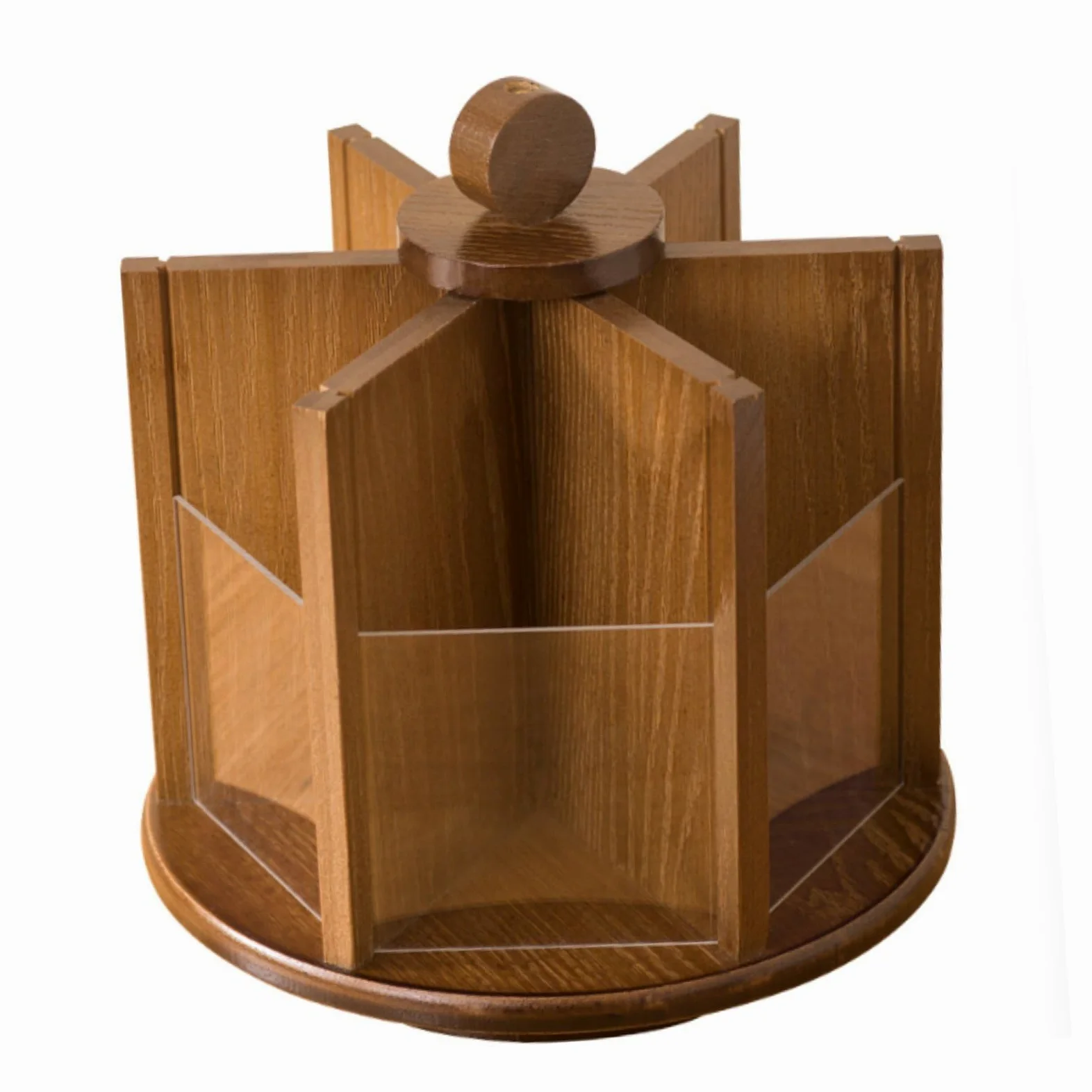 Organizer Rotante Porta Cosmetici Porta Trucco Porta Pennelli Porta Gioielli Realizzato in Bambù E Acrilico con Rotazione a 360 Gradi Adatto per Donna Scrivania Casa, Brown