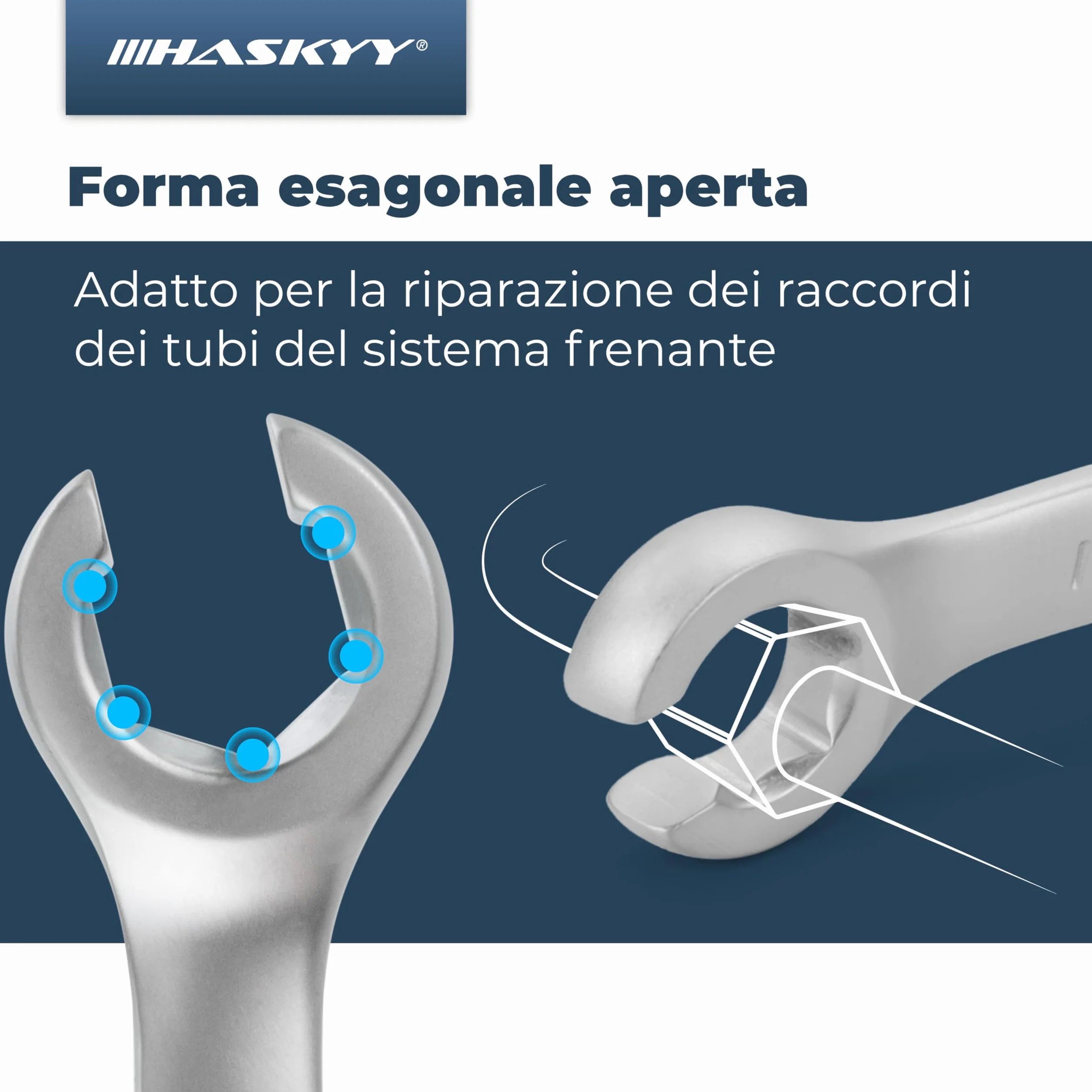 HASKYY 6 chiavi per tubazioni del freno 8-19mm set chiave ad anello aperta
