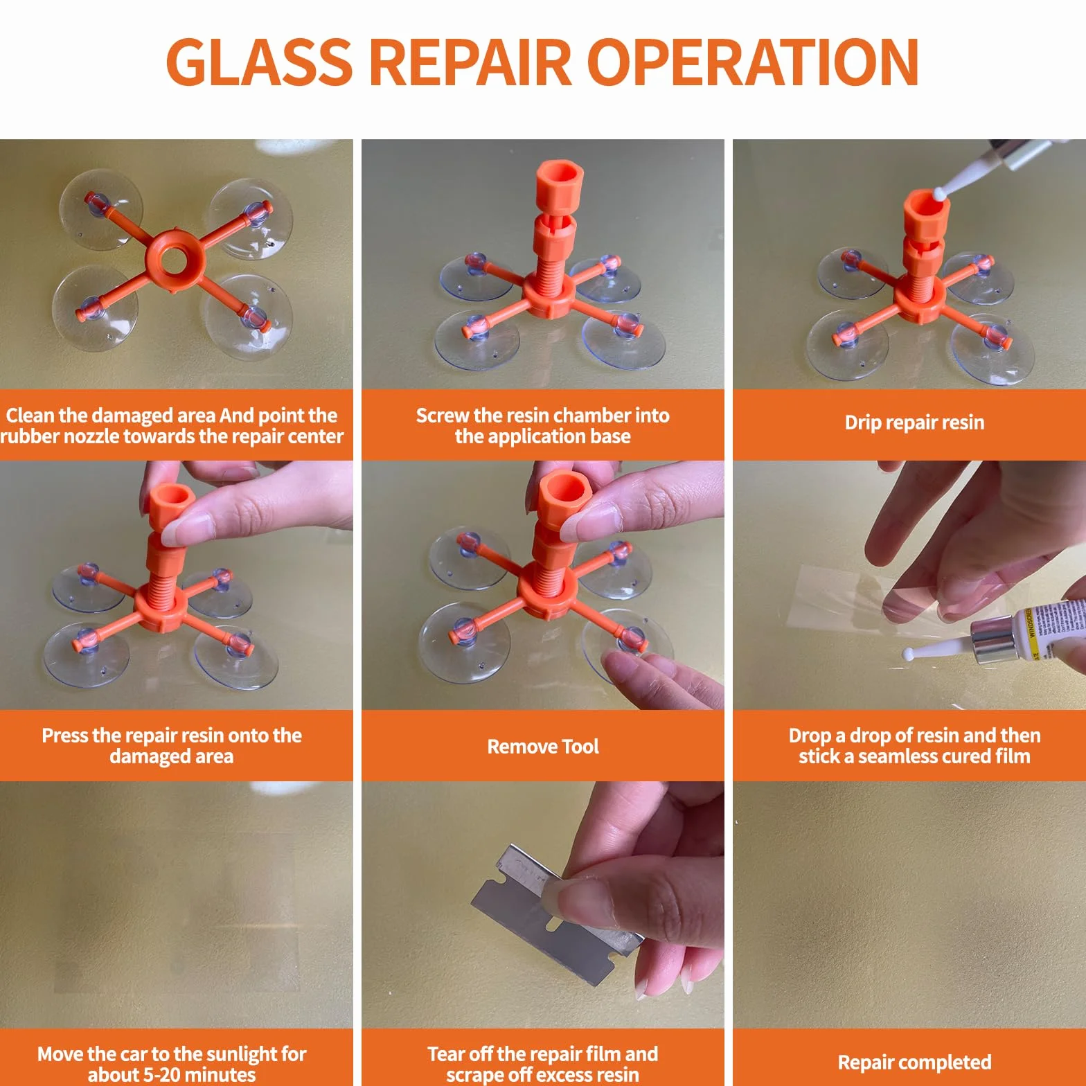 Kit Riparazione Crepe Vetro Auto Parabrezza con Resina per Chip e Cracks