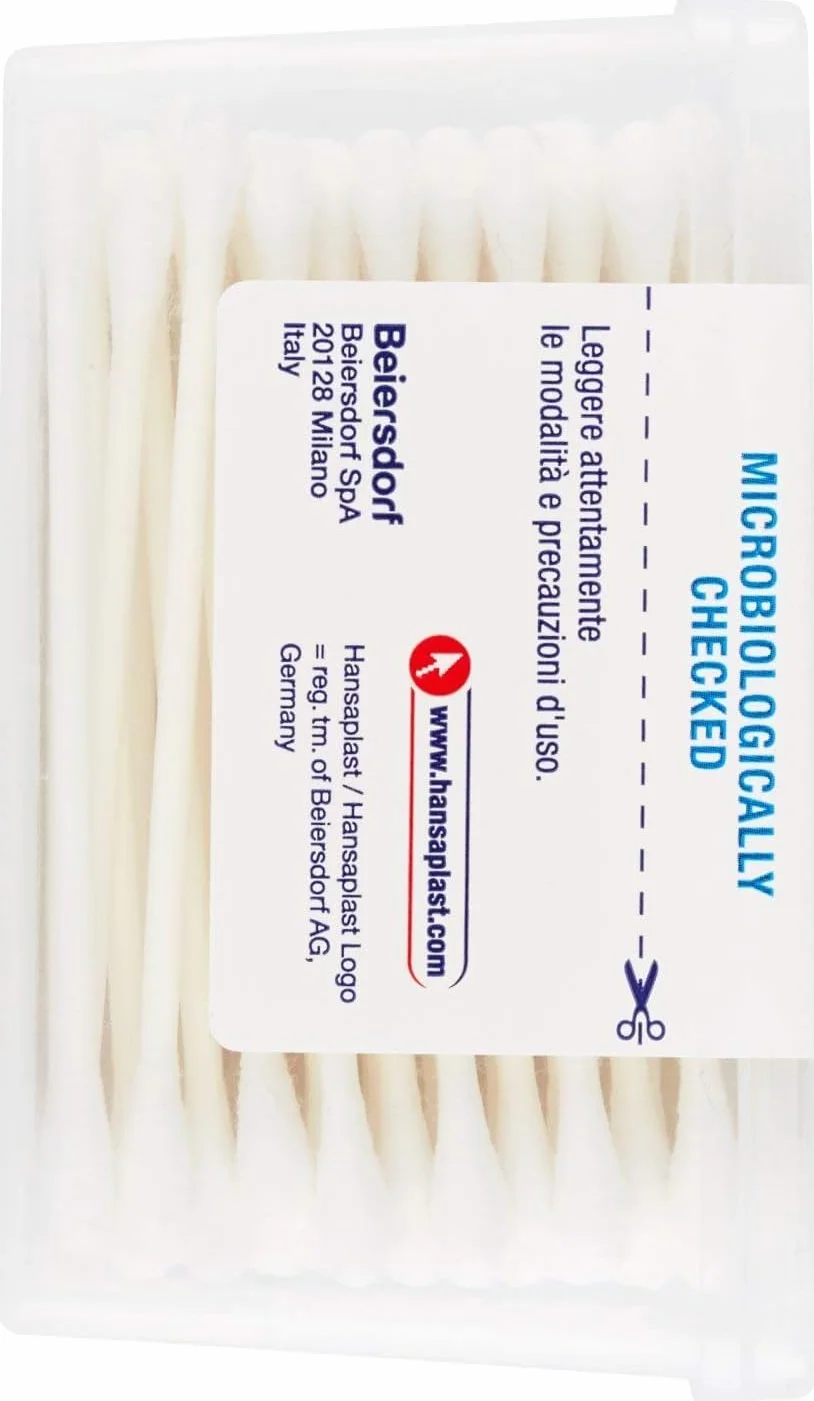 Hansaplast Bastoncini Cotonati in Carta Biodegradabile, 1 confezione x 200 pezzi, 100% Puro Cotone Idrofilo, Adatti per Pelli Sensibili, Made in Italy