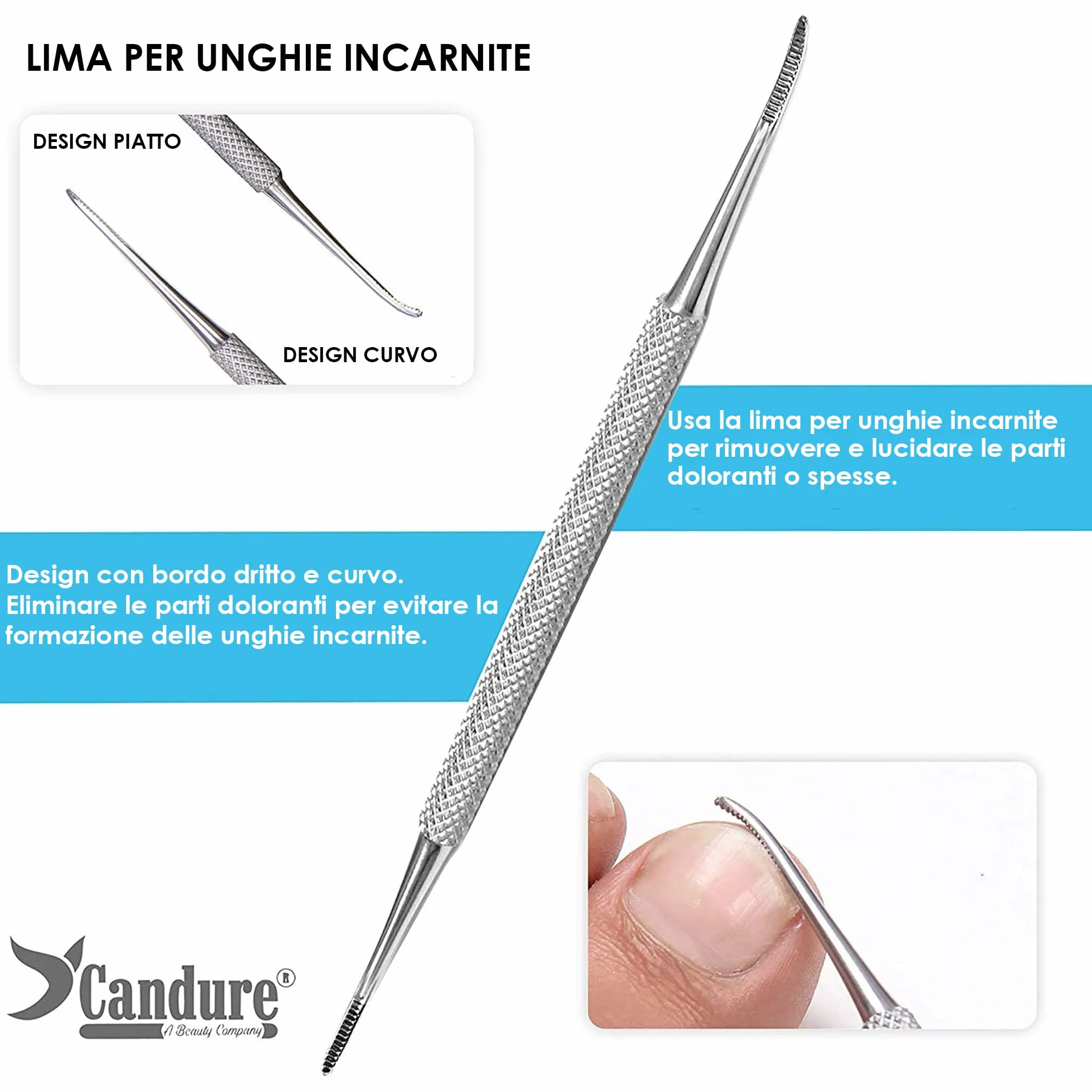 Candure Professionale Tagliaunghie Tronchesino per Unghie Spesse e Incarnite - Manicure Pedicure Attrezzi con Tronchesi, Sollevatore Unghie e Lima