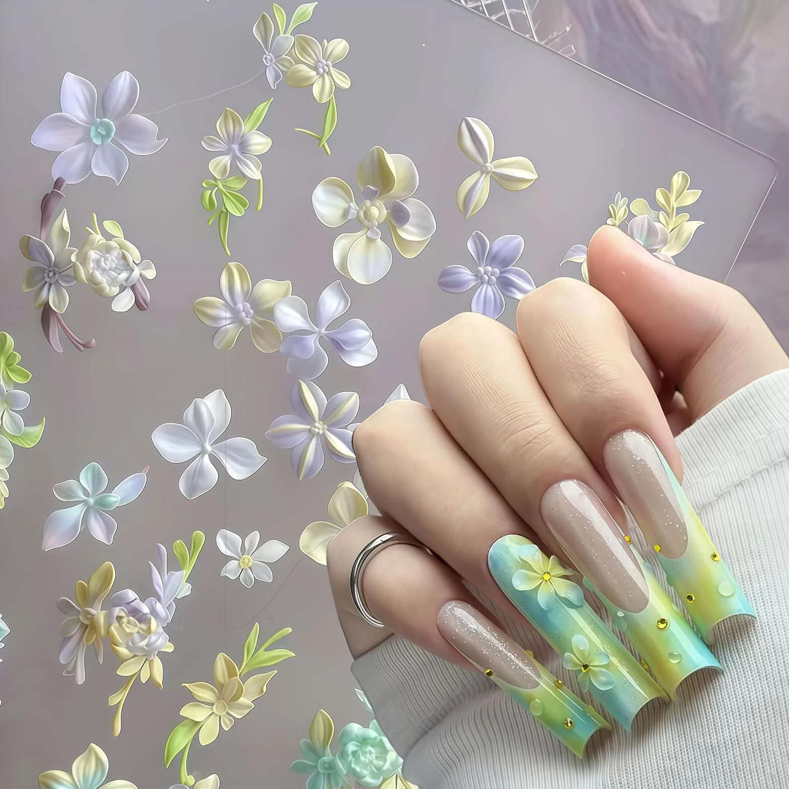 Forme per Unghie 3D Fiori in Silicone Strumenti per Unghie Fiori Primavera Gel Nail Art Charms in Resina per Decorazioni Unghie Accessori per Design Unghie