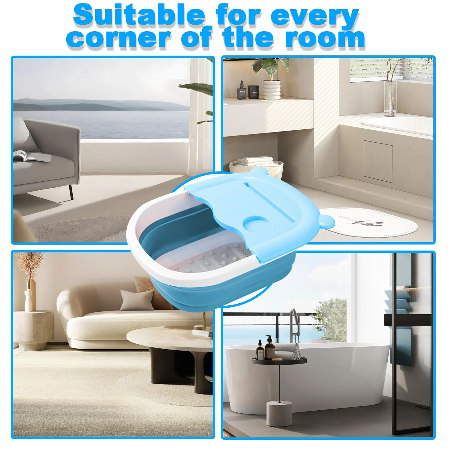 Nizirioo Pediluvio Pieghevole, Bacino Da Bagno Plastica Pediluvio Piedi Vaschetta Pedicure Spa Per Pediluvi Pieghevole Antistress Vasca Da Bagno Per Pedicure Rilassare E Massaggio