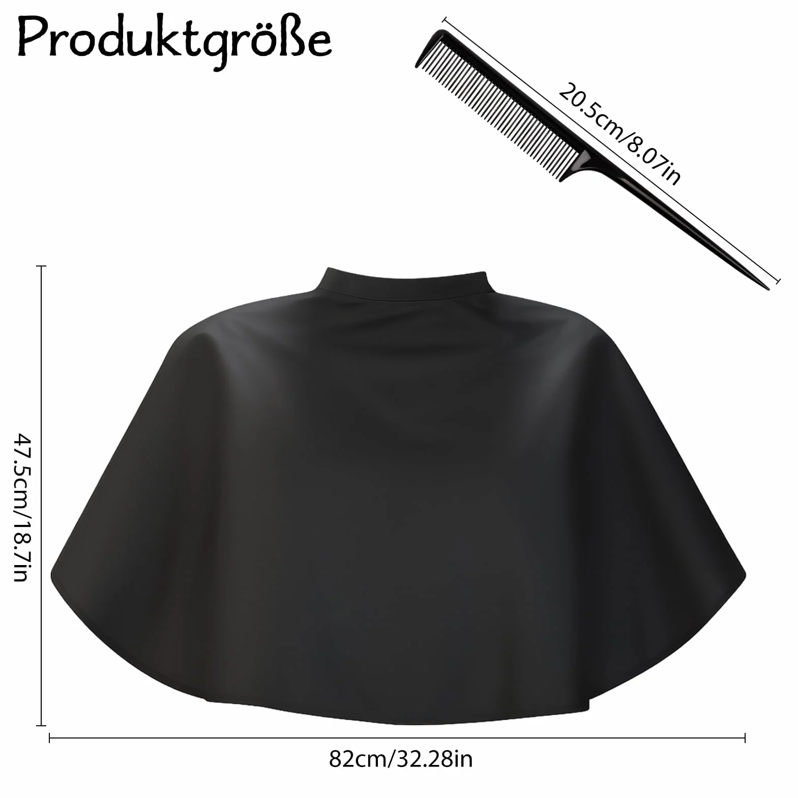 Mantello Corto Parrucchiere Impermeabile 81x74 cm Nero Regolabile