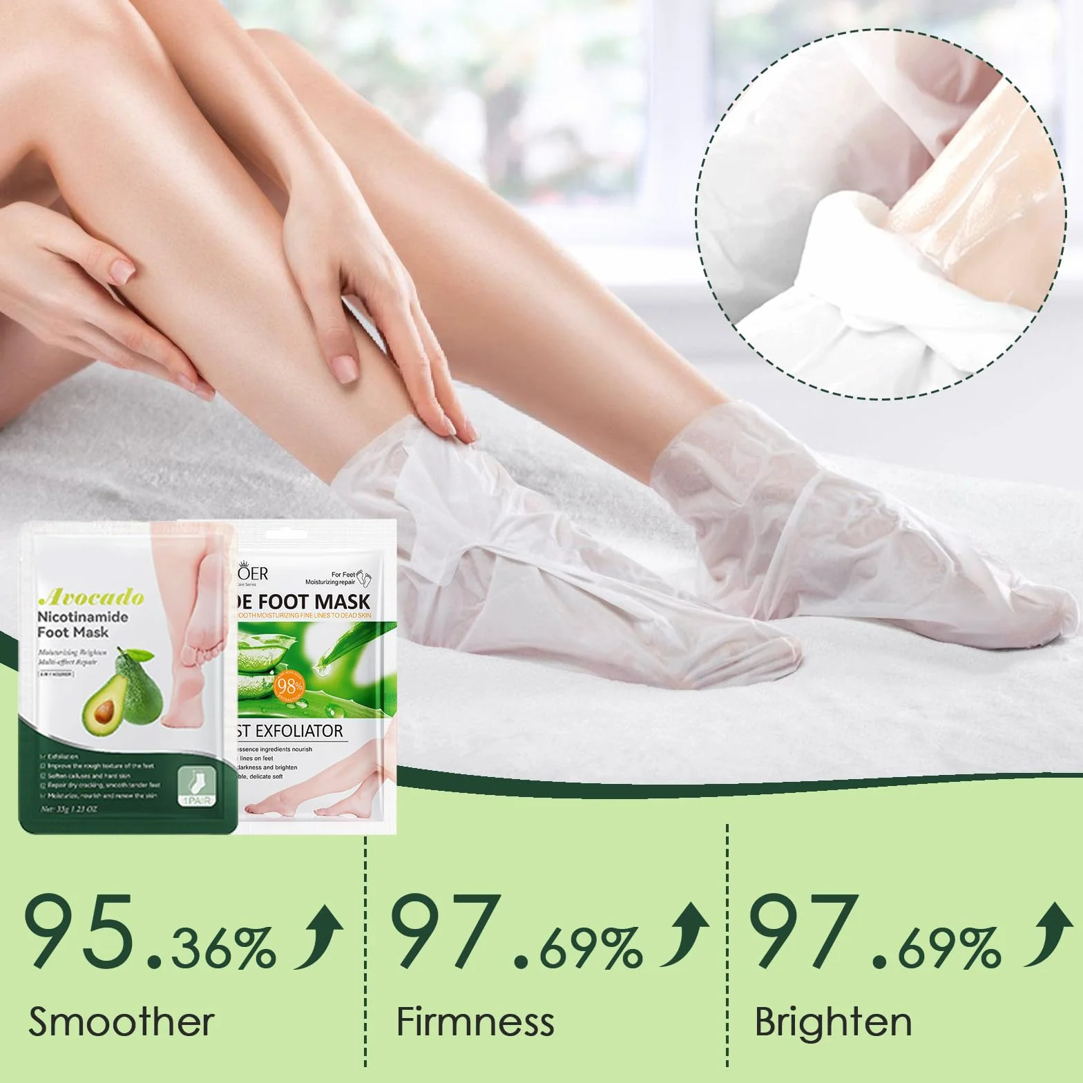 2 Paia Maschera Piedi Esfoliante, Rimuove Pelle Morta Ripara Talloni, Maschera idratante i piedi una pelle liscia per uomini e donne (Aloe Vera + Avocado)