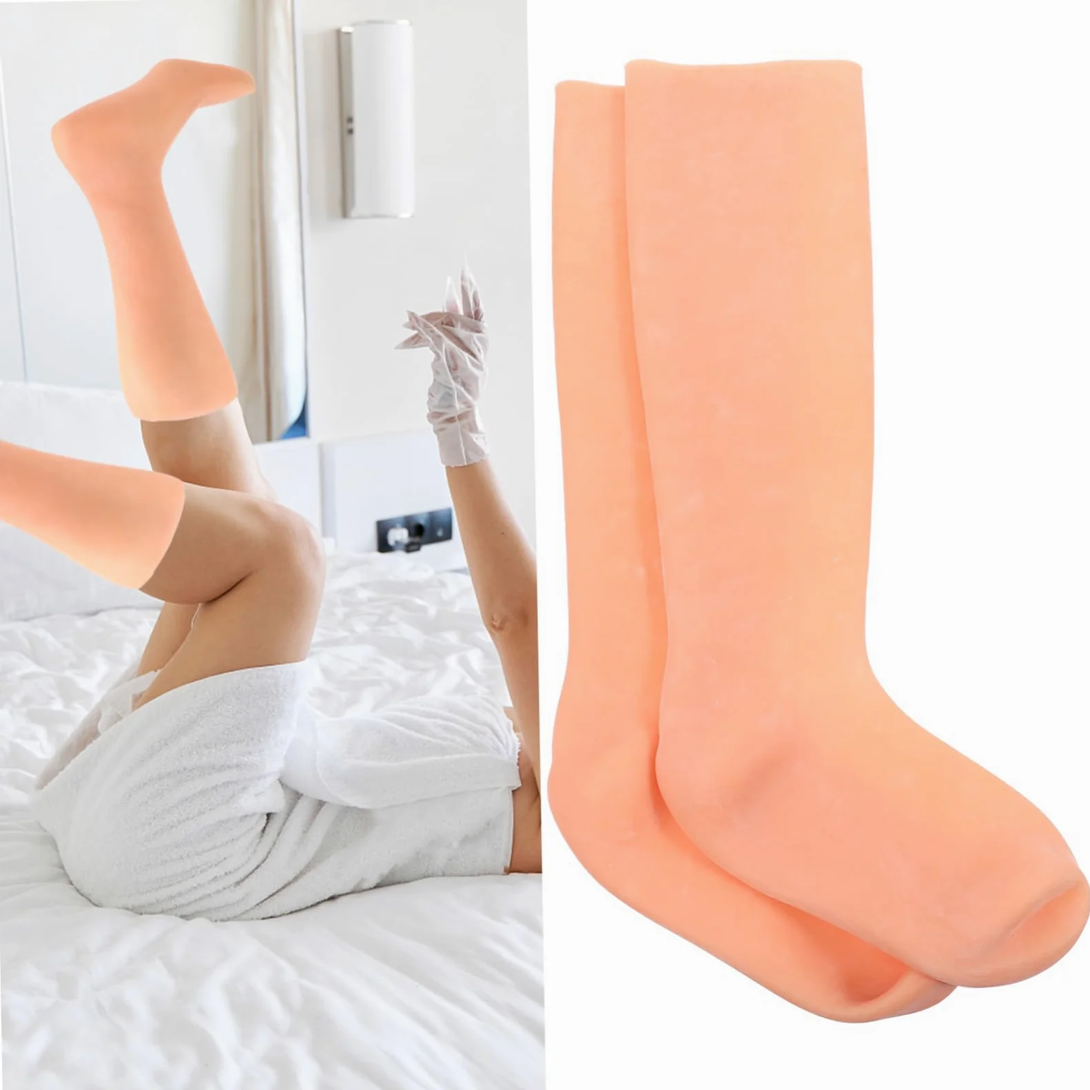 Happyyami Calzini Idratanti per Piedi Secchi Calze Lunghe Lozione per Cura dei Piedi Riutilizzabili e Comodi per Adulti Donne e Uomini