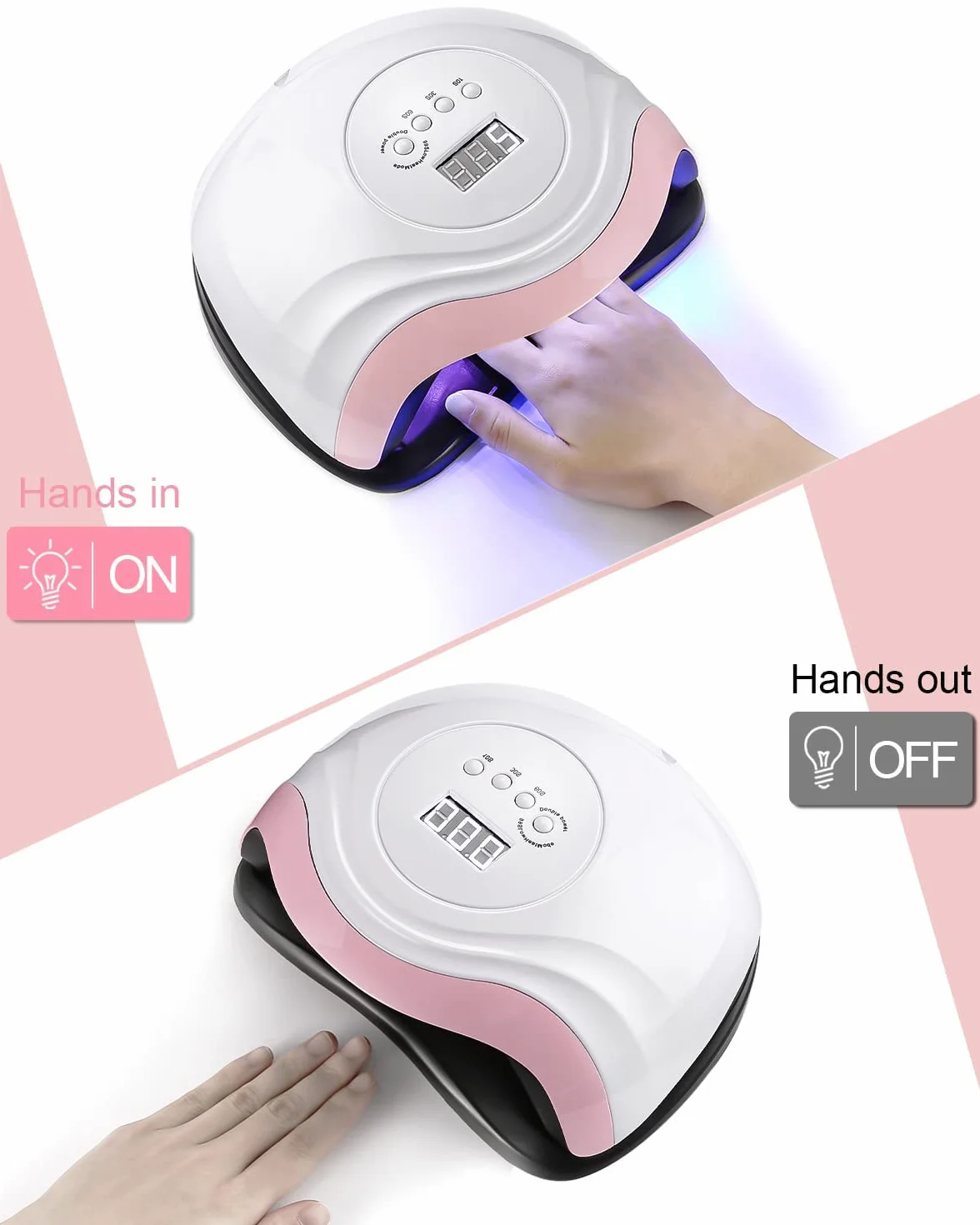 168 W Lampada per Unghie, Lampada a LED UV per Manicure e Pedicure 36 LED Lampada UV Unghie Professionale con Automatico Sensore Display 4 Timers da10s 30s 60s 99s (Elegant-White Pink)