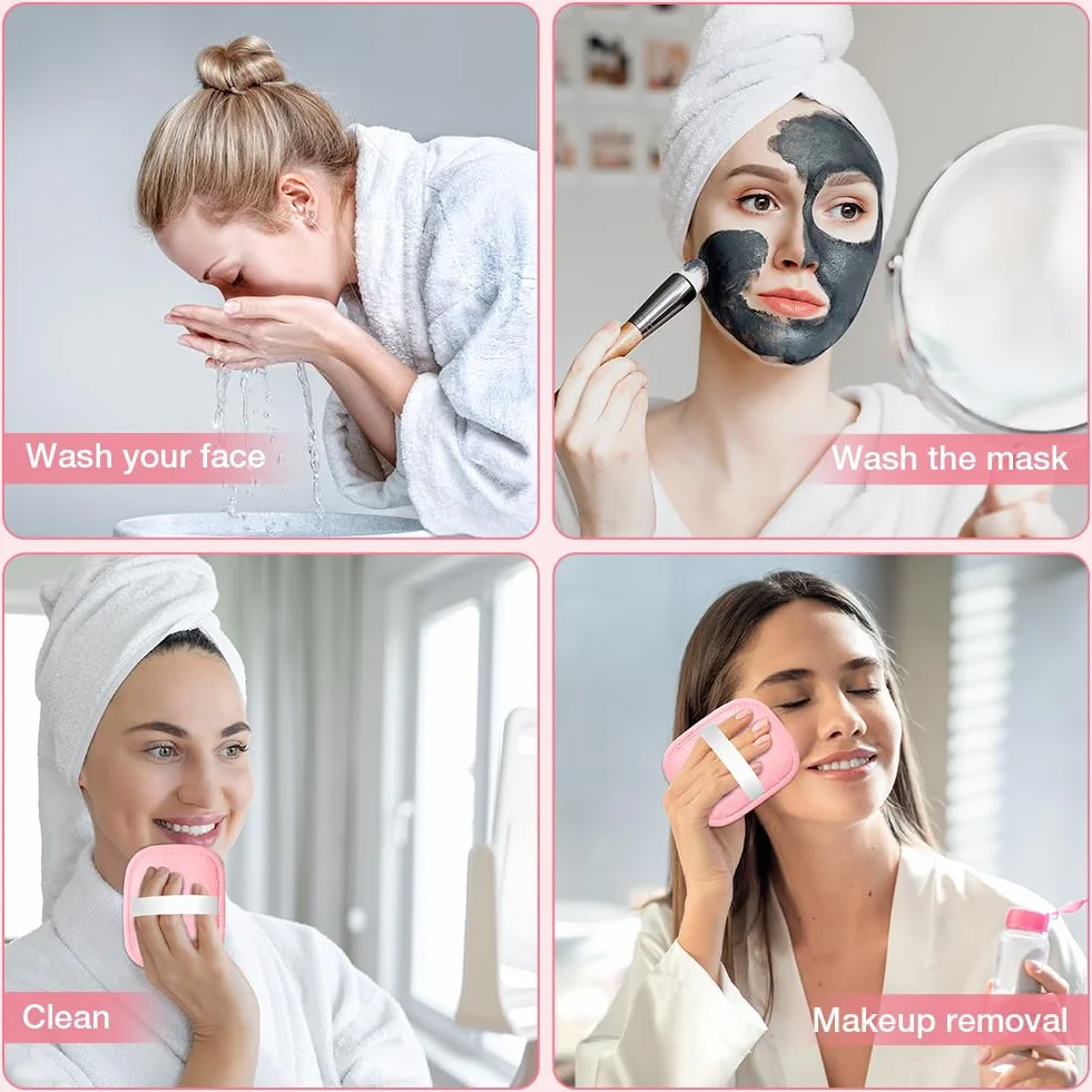 AOOWU 8 Pezzi Dischetti Struccanti Riutilizzabili, Dischetti Struccanti Lavabili con Sacchetto Lavanderia, Cuscinetti Struccare Super Morbido Flanella Double-Face, Pulizia del Viso e Degli Occhi