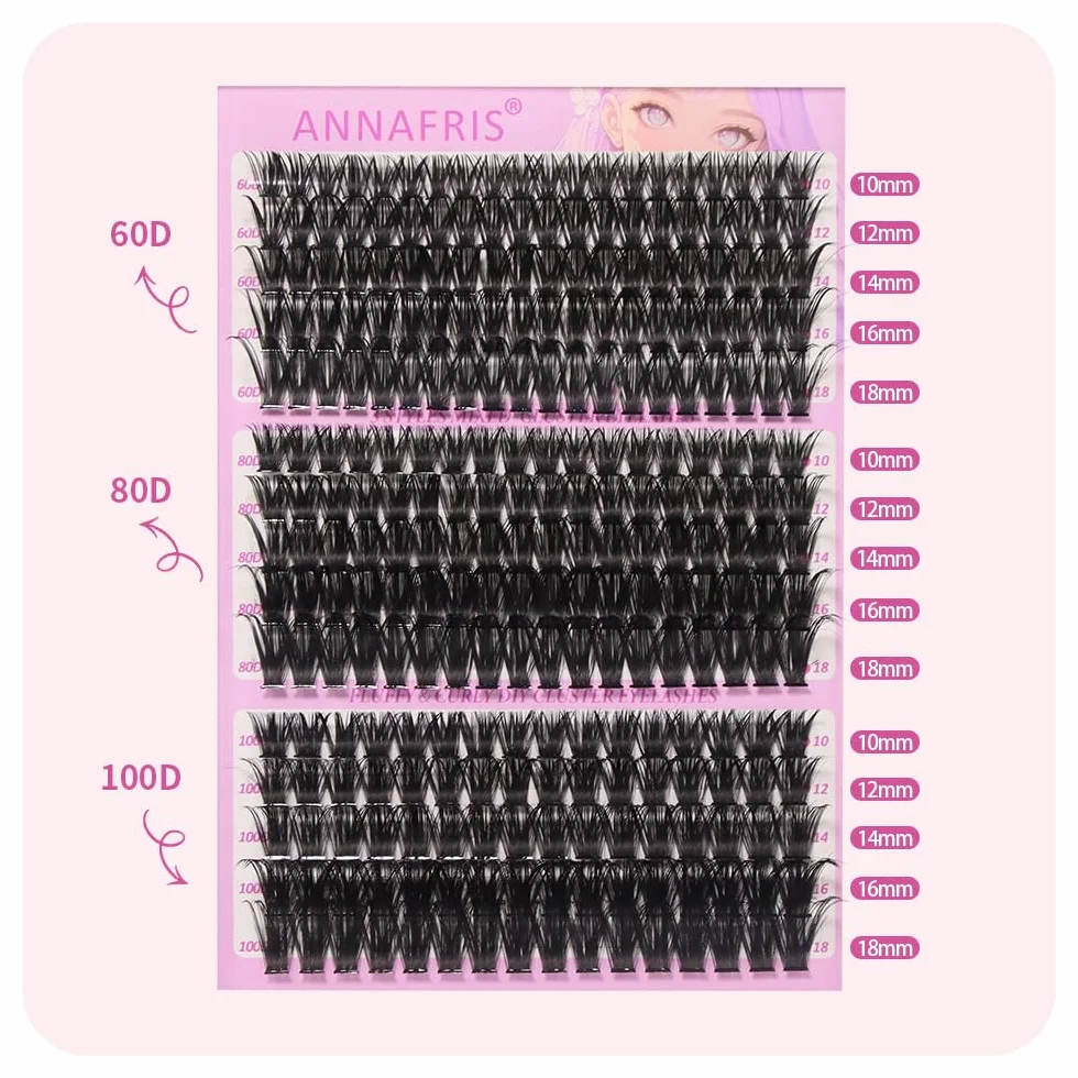 Ciglia Finte Ciuffetti Kit 60D+80D+100D Naturali D Curl 10-18mm DIY Extension Cluster Lashes