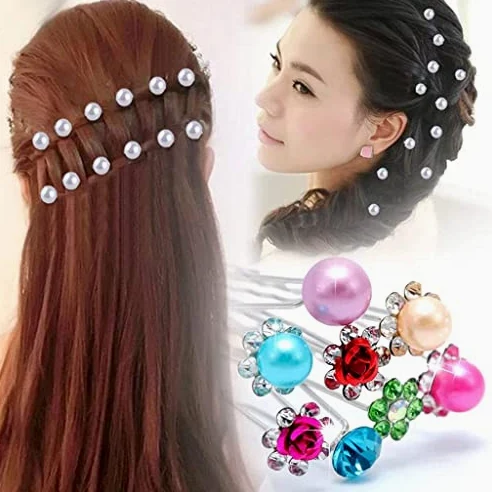 hixswnu Set forcine per Capelli da Sposa con Perle - 40 Fermagli per Capelli a Forma di U per Donna, Accessori da Sposa, forcine per Capelli Eleganti con Perle per spose e Damigelle d'Onore
