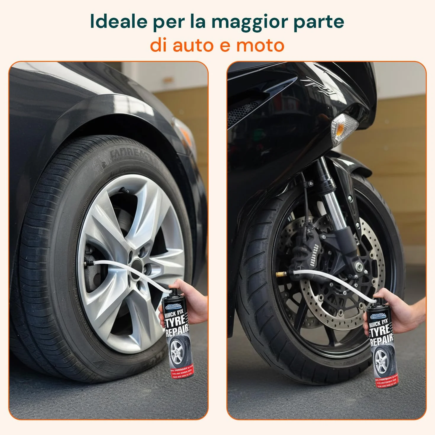 Avilia - Kit Spray 2/4/6 Gonfia e Ripara Pneumatici Auto/Moto – Spray Sigillante 2 in 1 – Ripara Gomme Foratura di Emergenza – Senza Cambio Ruota, Cric o Chiave Inglese – Riparazione Rapida (2)