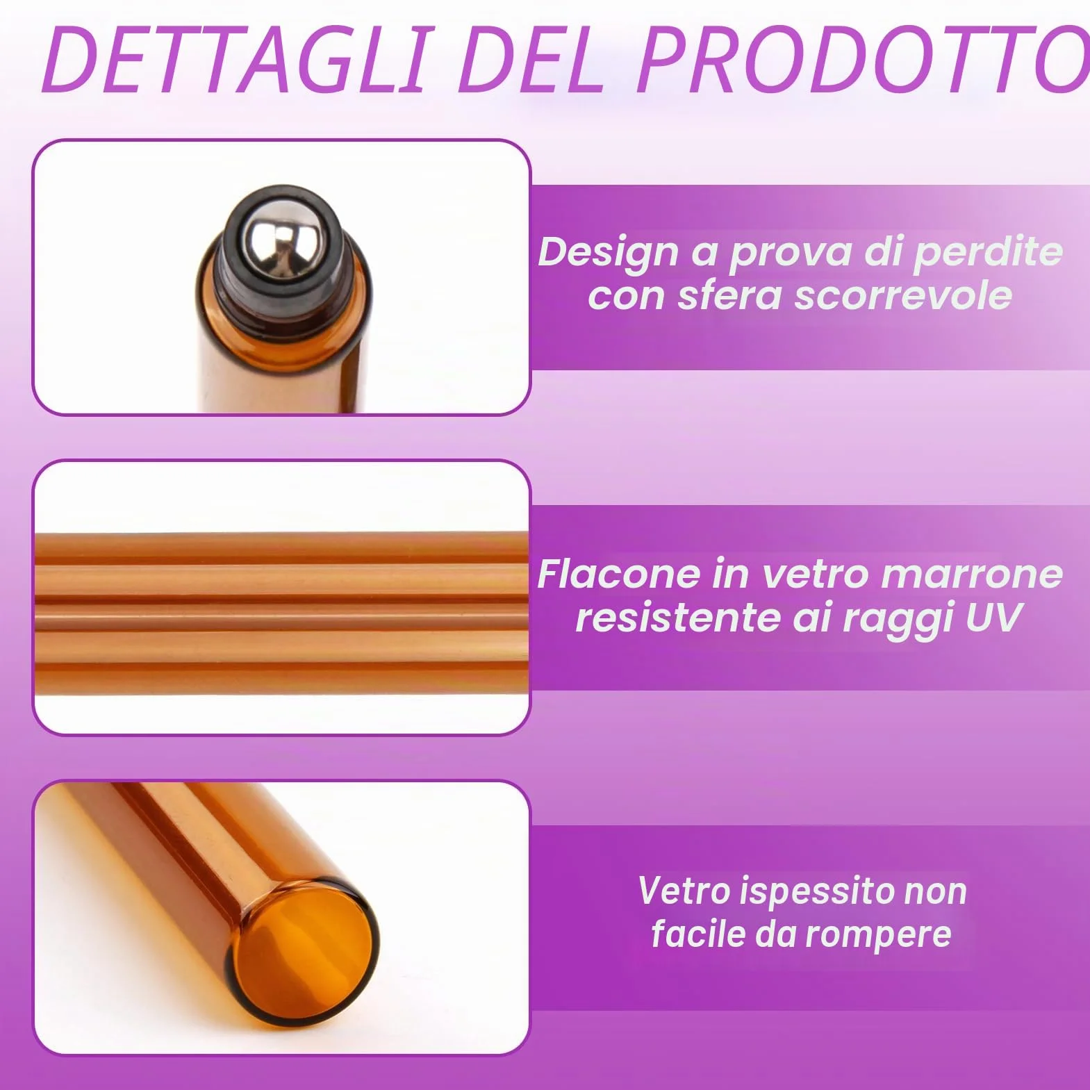 16 Pezzi Roll-On in Vetro Marrone da 10ml per Oli Essenziali, Marrone Roll On Bottiglia Boccette Vuote Contenitore Flaconcini Vuoti con Sfera in Acciaio Inossidabile, per Aromaterapia, Profumi