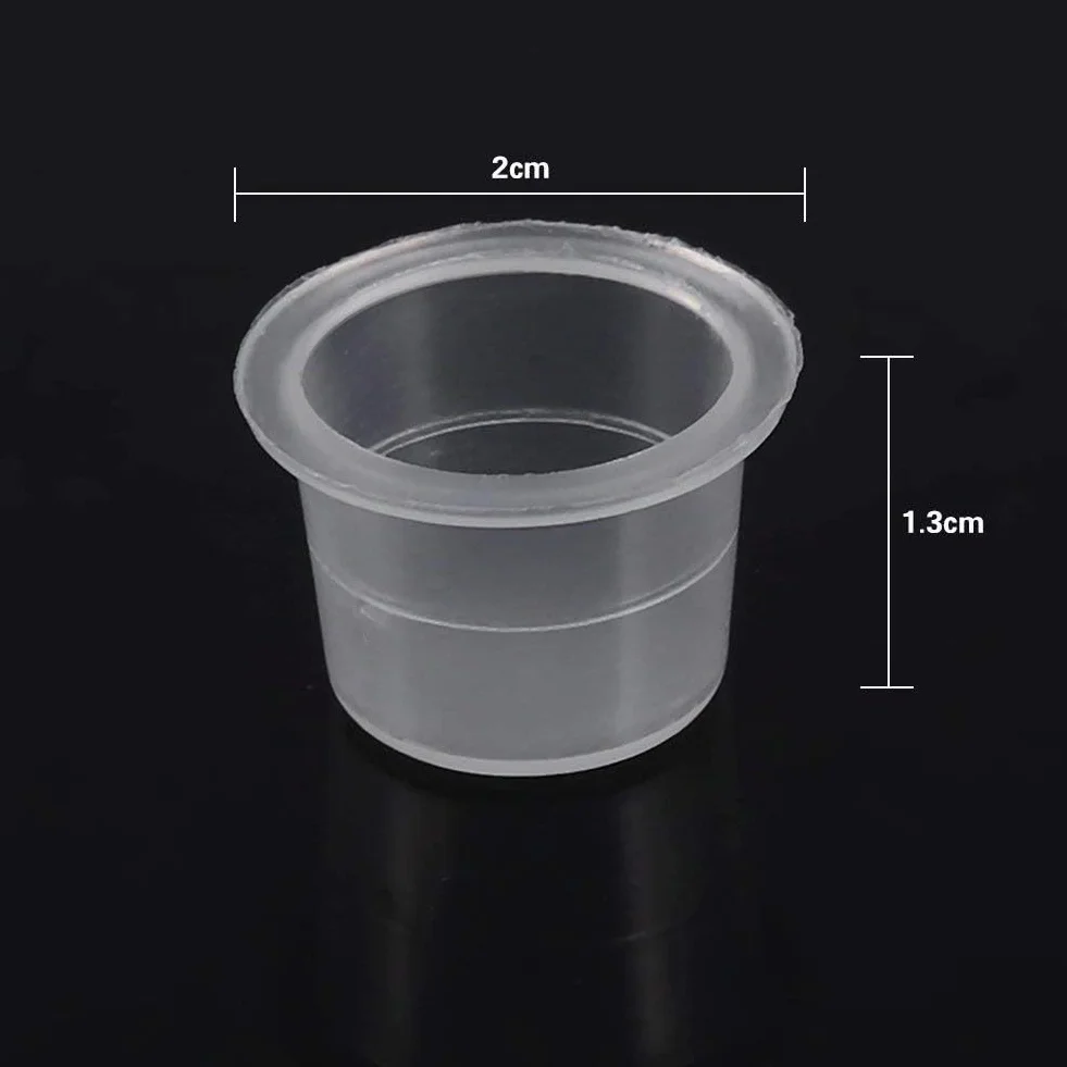 100 pezzi Tazze di Inchiostri per Tatuaggi Coppette Porta in Plastica Pigment Tatuaggi Tappi Tattoo Ink Caps Tazze di Inchiostro Tattoo Kit per tatuaggi Accessorio per tatuaggi