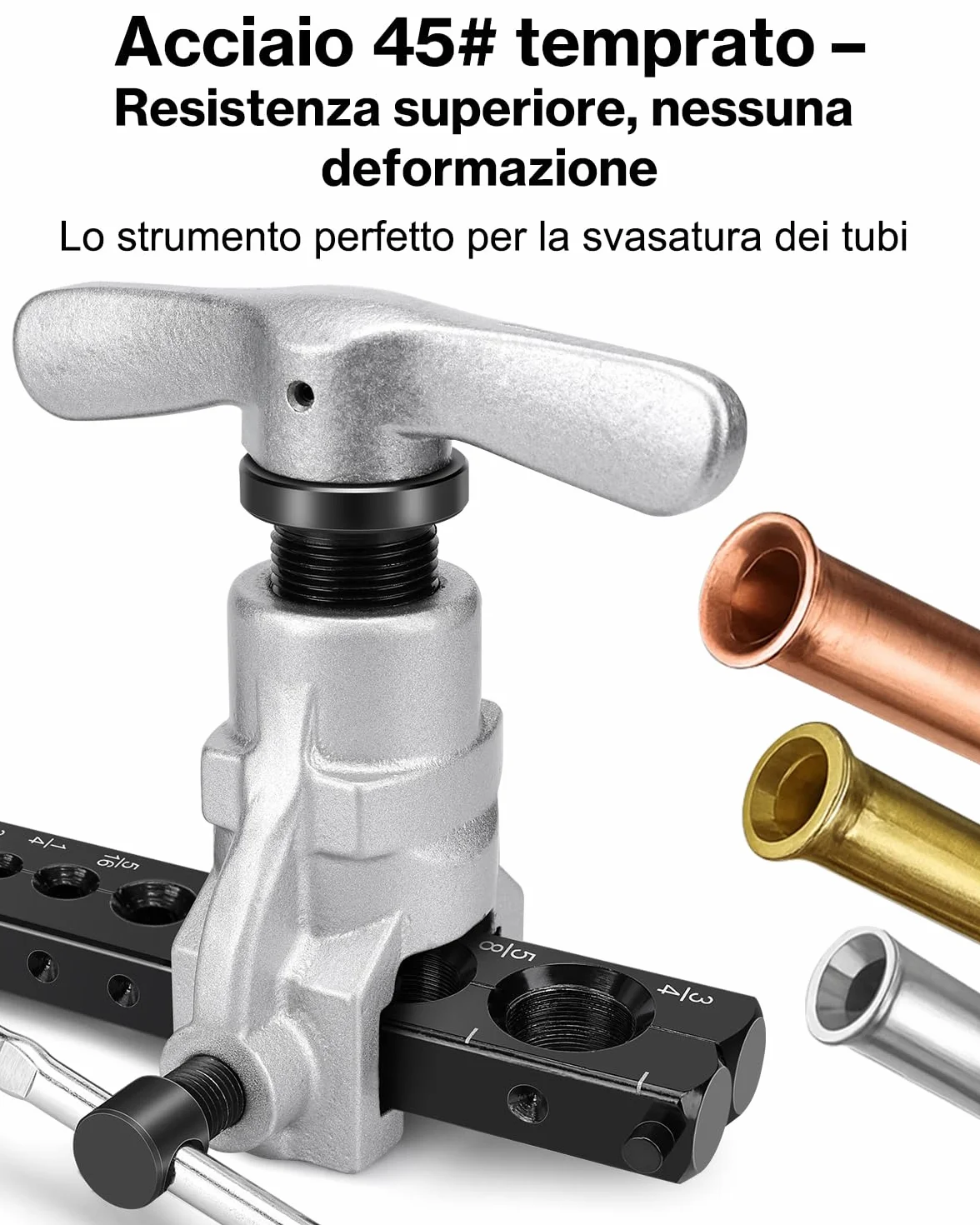 Cartellatrice per Tubi in Rame 3/16"-3/4" Svasatura 45° Acciaio 45# Manico a T Scorrevole