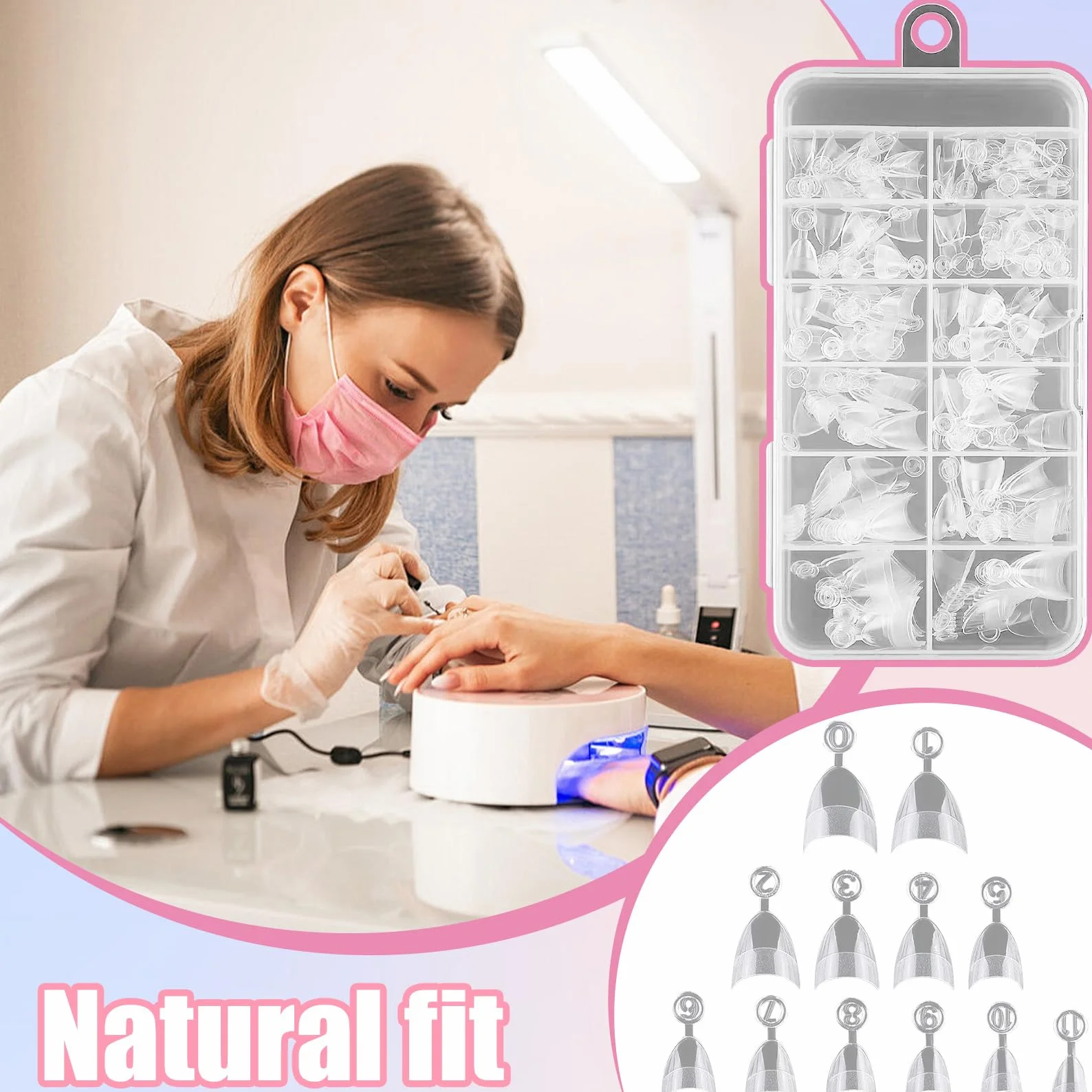 Punte corte per unghie in gel a mandorla, mezza copertura, extra corte per professionisti