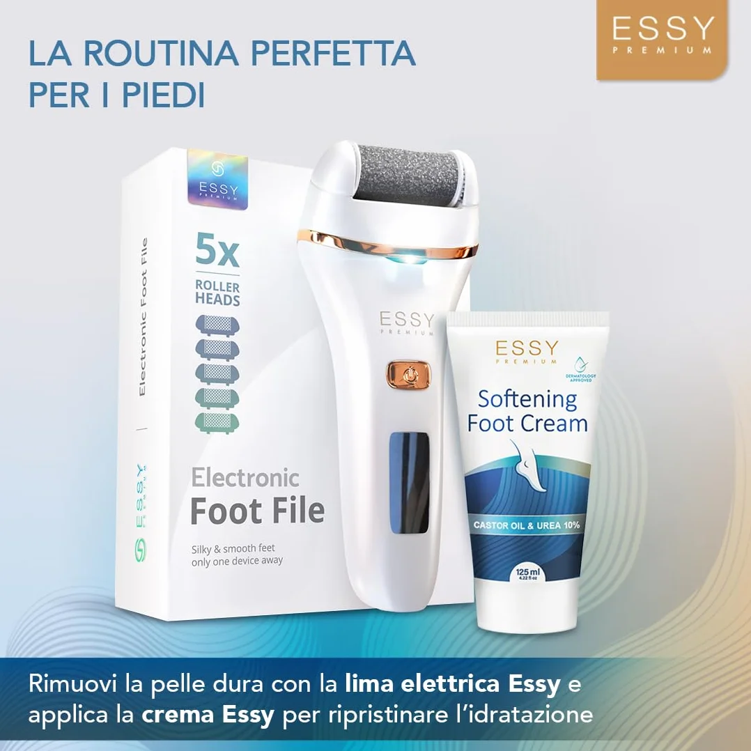 Essy Crema Piede, Crema Piedi Secchi Screpolati con Urea 10%, Idratante con Olio di Ricino per Piedi Ruvidi, Riparatore Talloni Screpolati per Nutrire e Ripristinare la Morbidezza, 125 ml