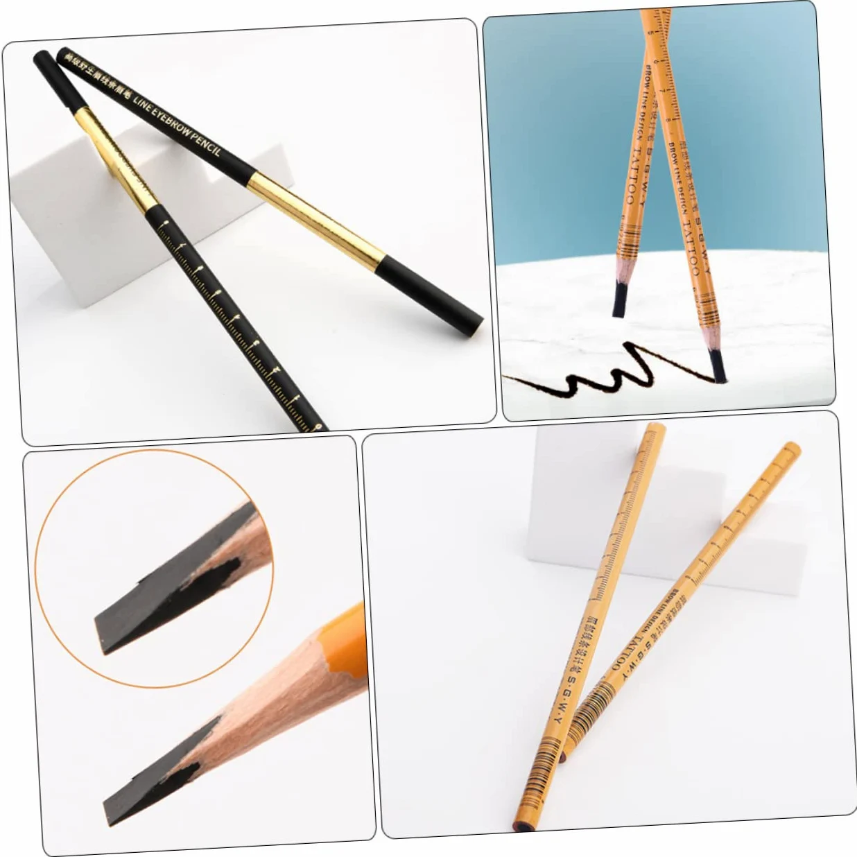 FRCOLOR 3 Set Di Matite Per Sopracciglia Da Donna Penne Per Trucco A Doppia Estremità Matite Per Sopracciglia in Legno Facili Da Disegnare Robuste E Pratiche 2 Pezzi*3