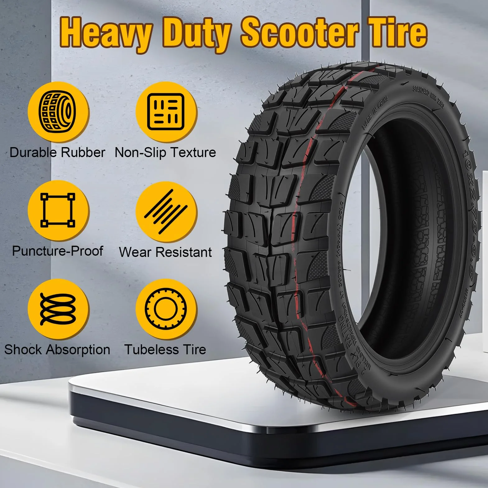 Pneumatico fuoristrada 10x2.75-6.5 tubeless gomma antiscivolo per scooter elettrico 10 pollici