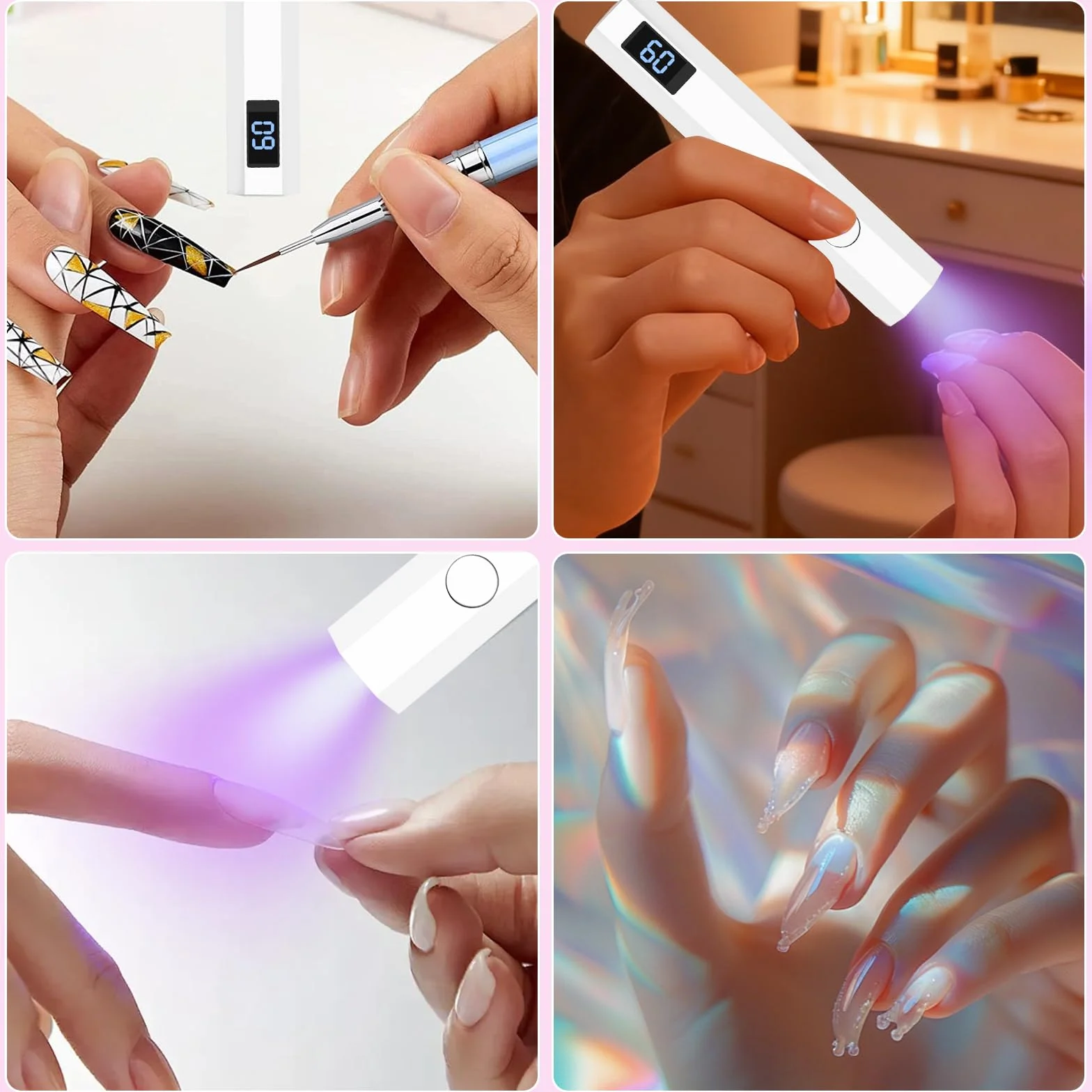 Lampada UV LED Unghie 3W Mini Portatile USB Ricaricabile Penna Asciuga Unghie Salone Casa Bianco