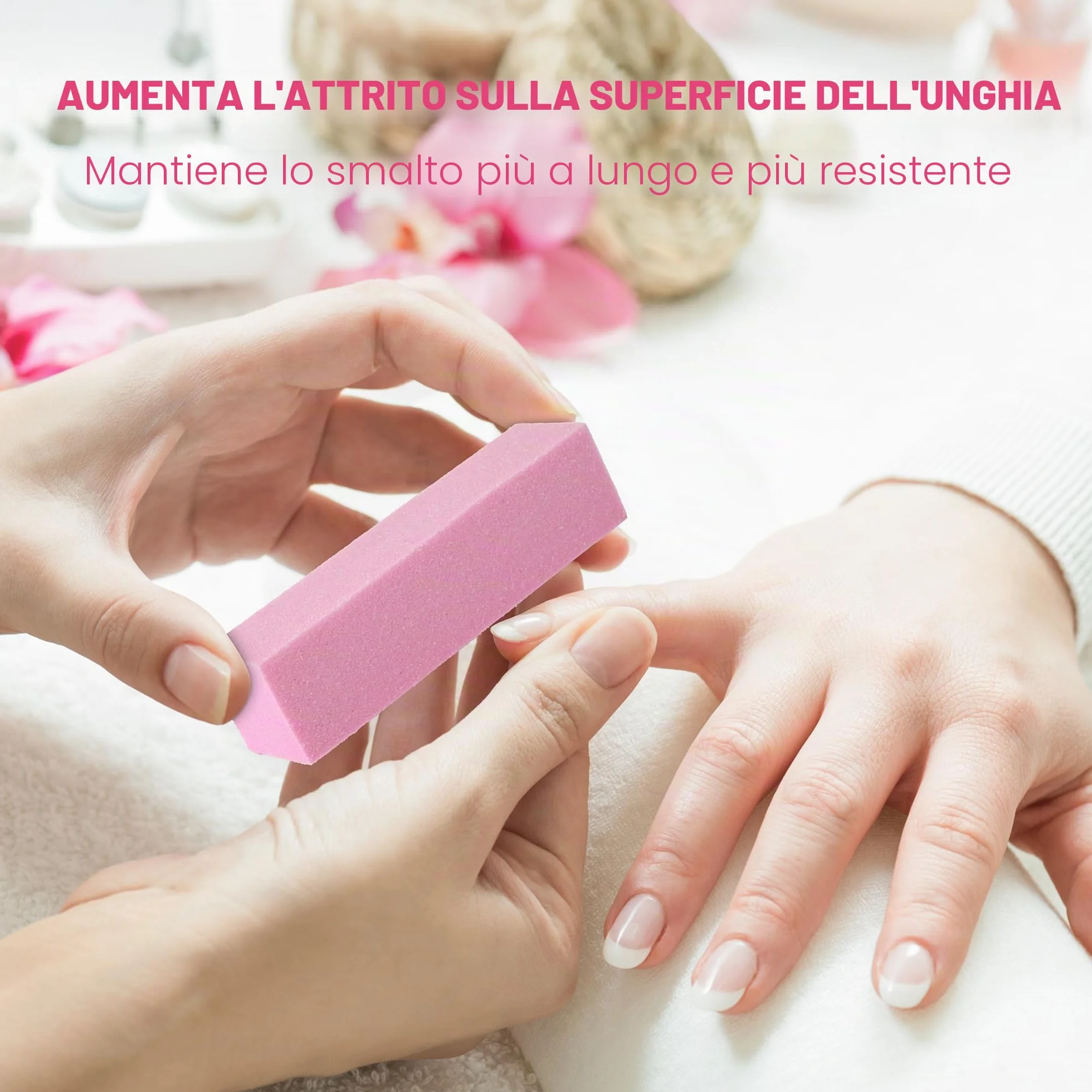 Set 10 blocchi leviganti unghie professionali 4 lati lavabili rosa