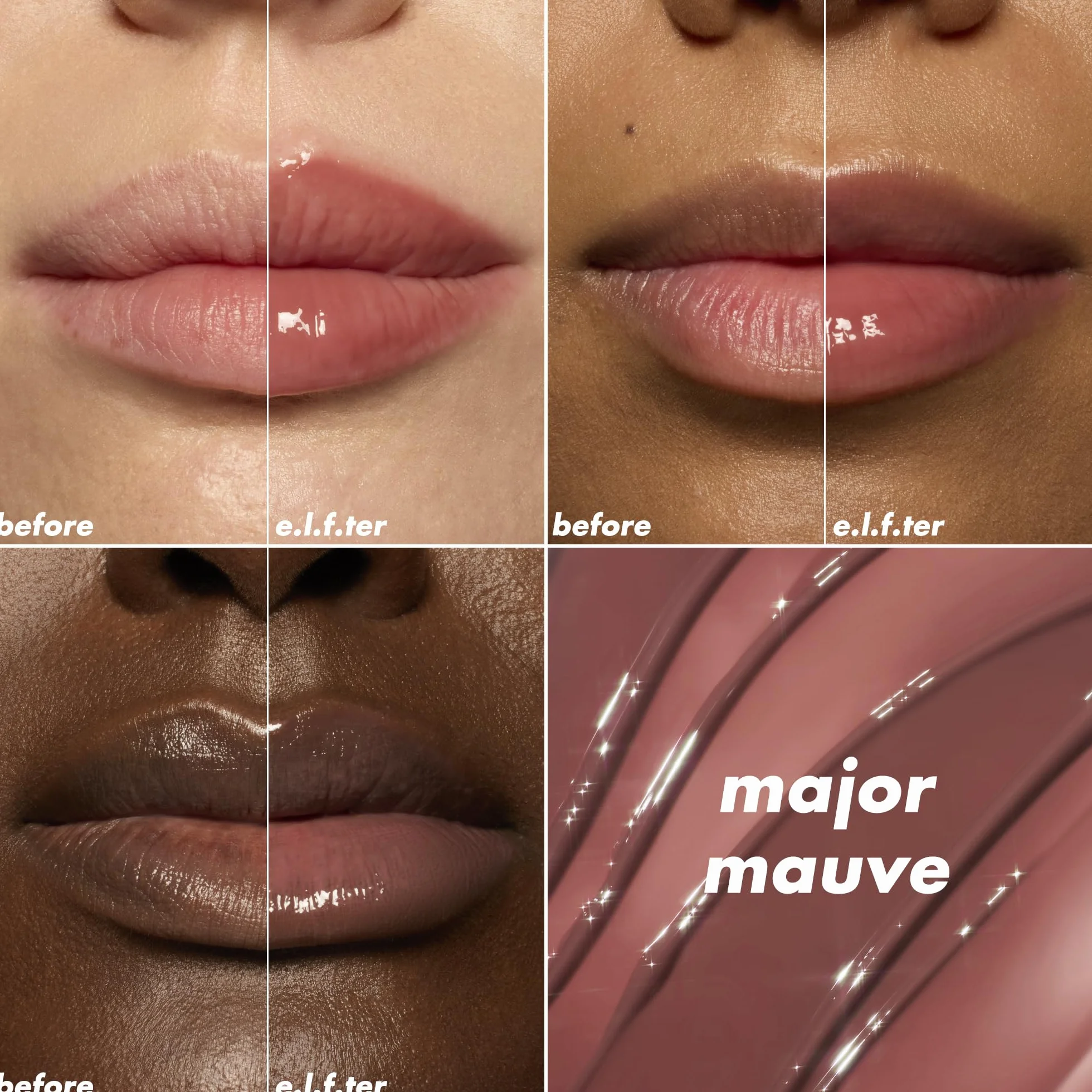 e.l.f. Glow Reviver Plumping Lip Oil, rimpolpante labbra colorato per un finish pieno e ultra lucido, infuso con olio di jojoba, prodotto vegano e non testato sugli animali, Major Mauve