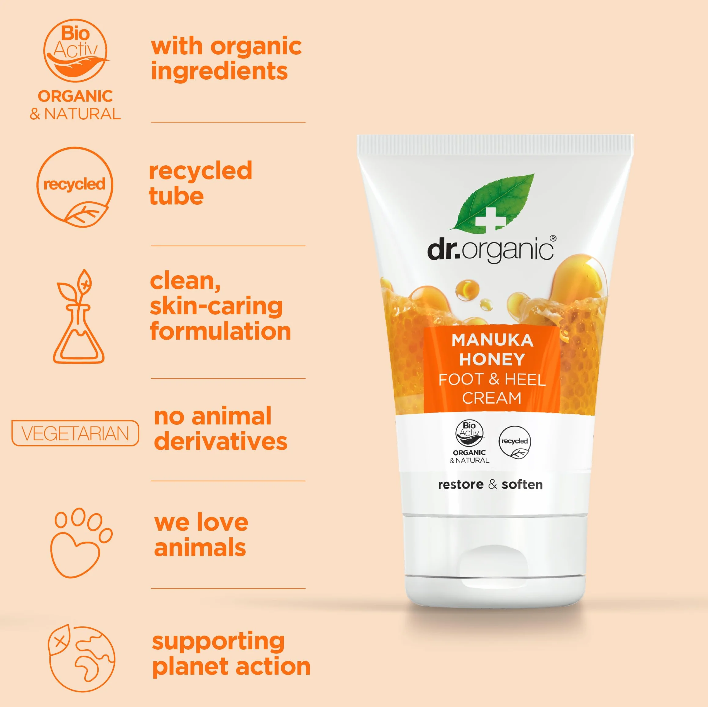 Dr. Organic Manuka Honey Crema Piedi, 125ml