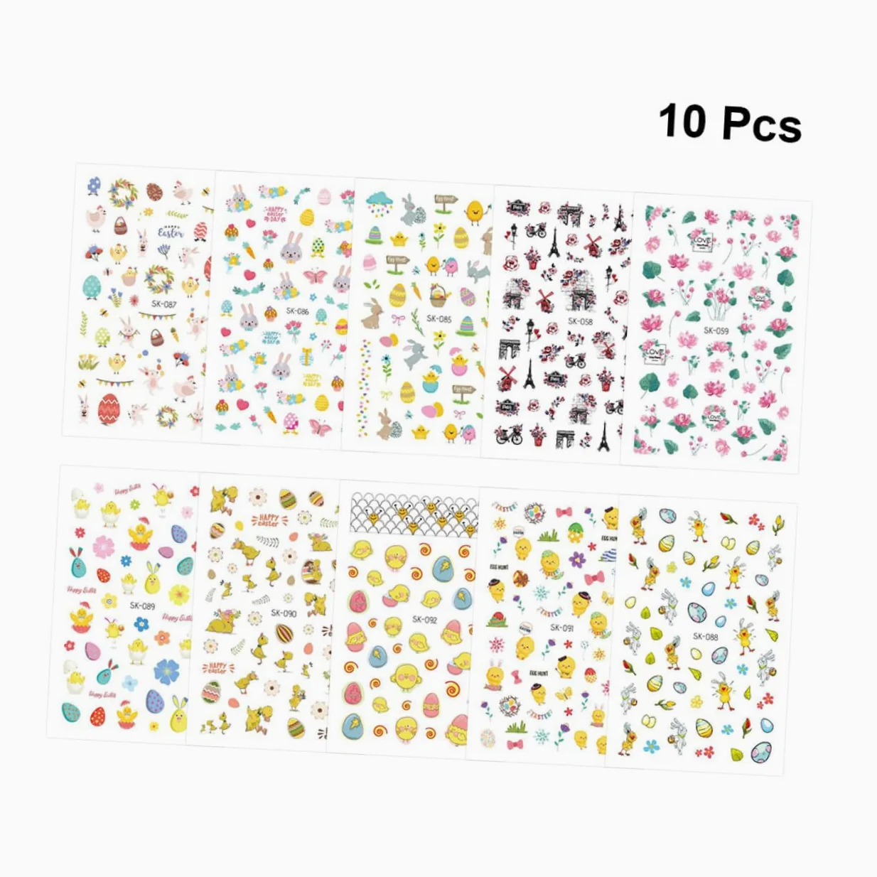 Healeved 3 Set Di Adesivi Per Nail Art Pasquali Per Bambini Fogli Adesivi Per Nail Art Pasquali Per Bambini 10 Pezzi * 3
