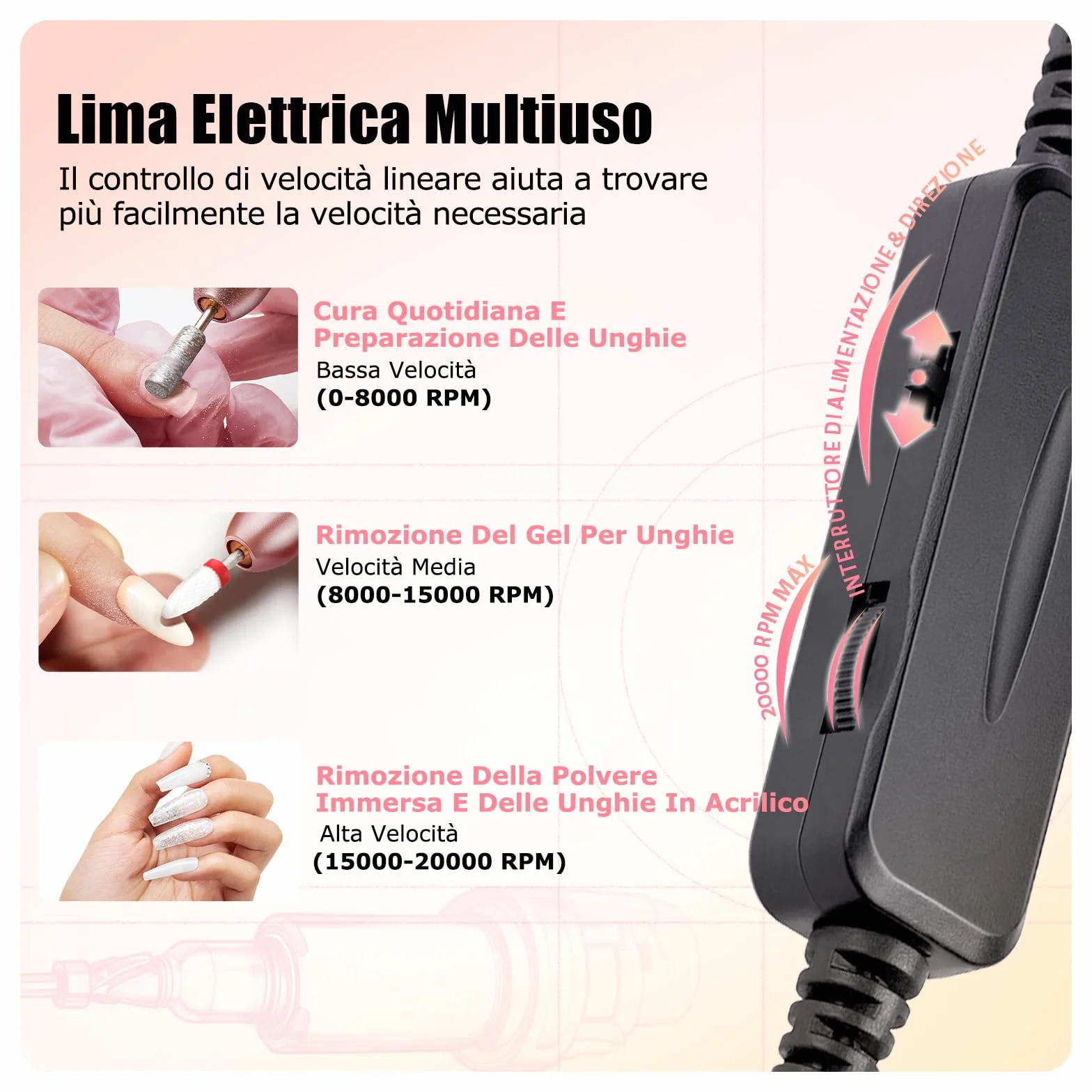 MEFA Fresa per Unghie 13 PCS Nail Drill 20000 RPM Manicure e Set Pedicure per Gel Ricostruzione Unghie