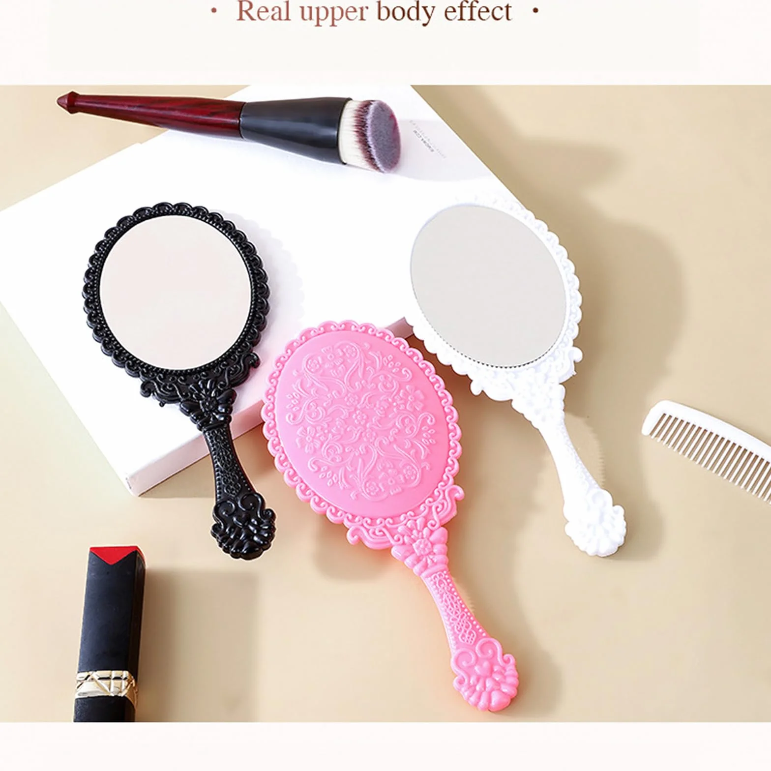 6PCS Specchietti Trucco con Manico per Viaggi Specchi Cosmetici Portatili, Casa e Campeggio - Colori Vivaci e Resistenti - 7 Pollici Lungo