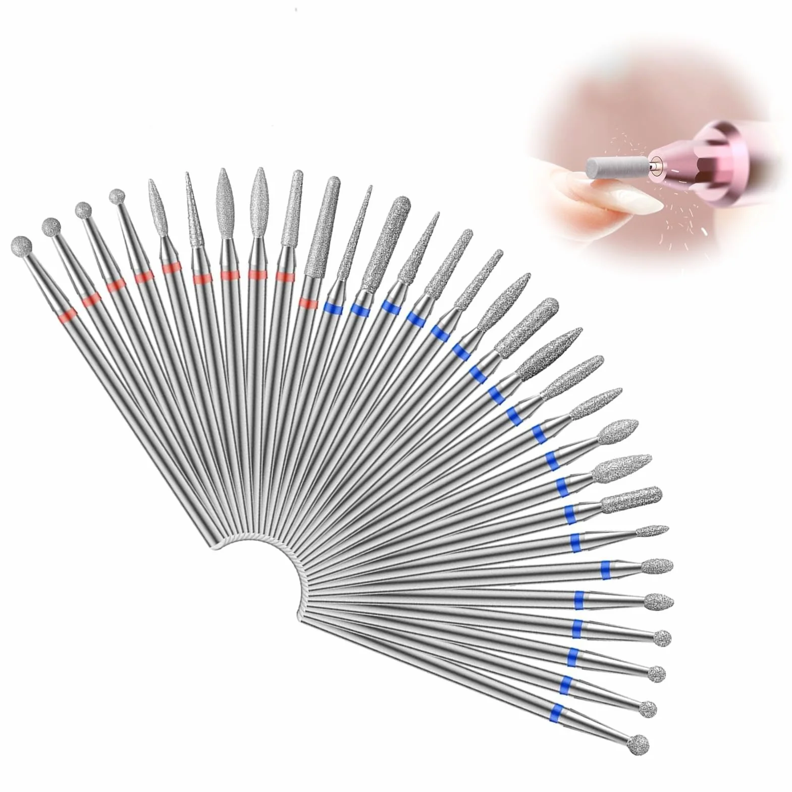 Punte Fresa Unghie per Fresa Manicure Elettrica 3/32, Ricambi Rimozione Gel, Strumenti Manicure