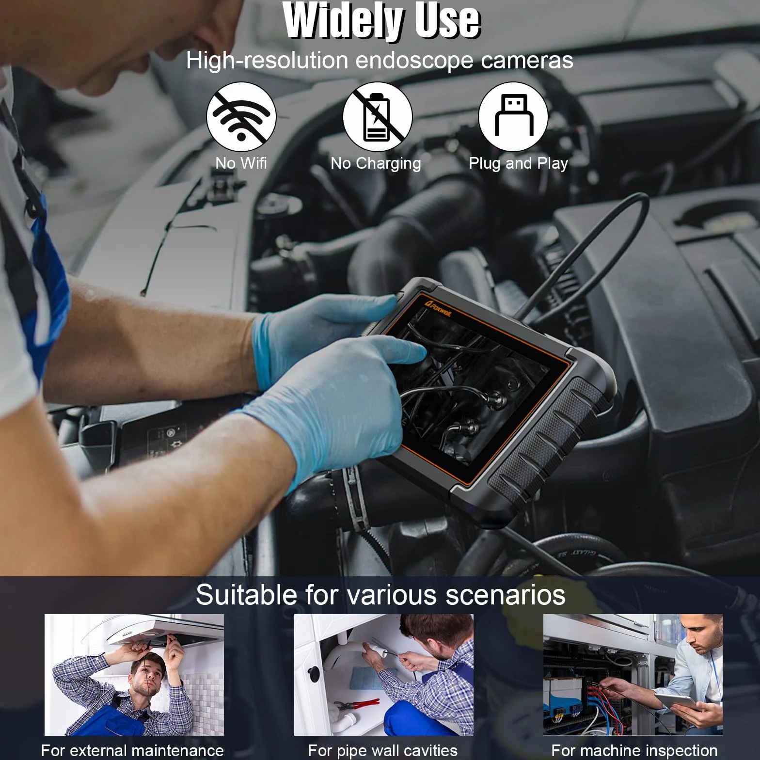 Endoscopio per Smartphone 1920P 8 LED IP67 Impermeabile Compatibile iOS Android 5M